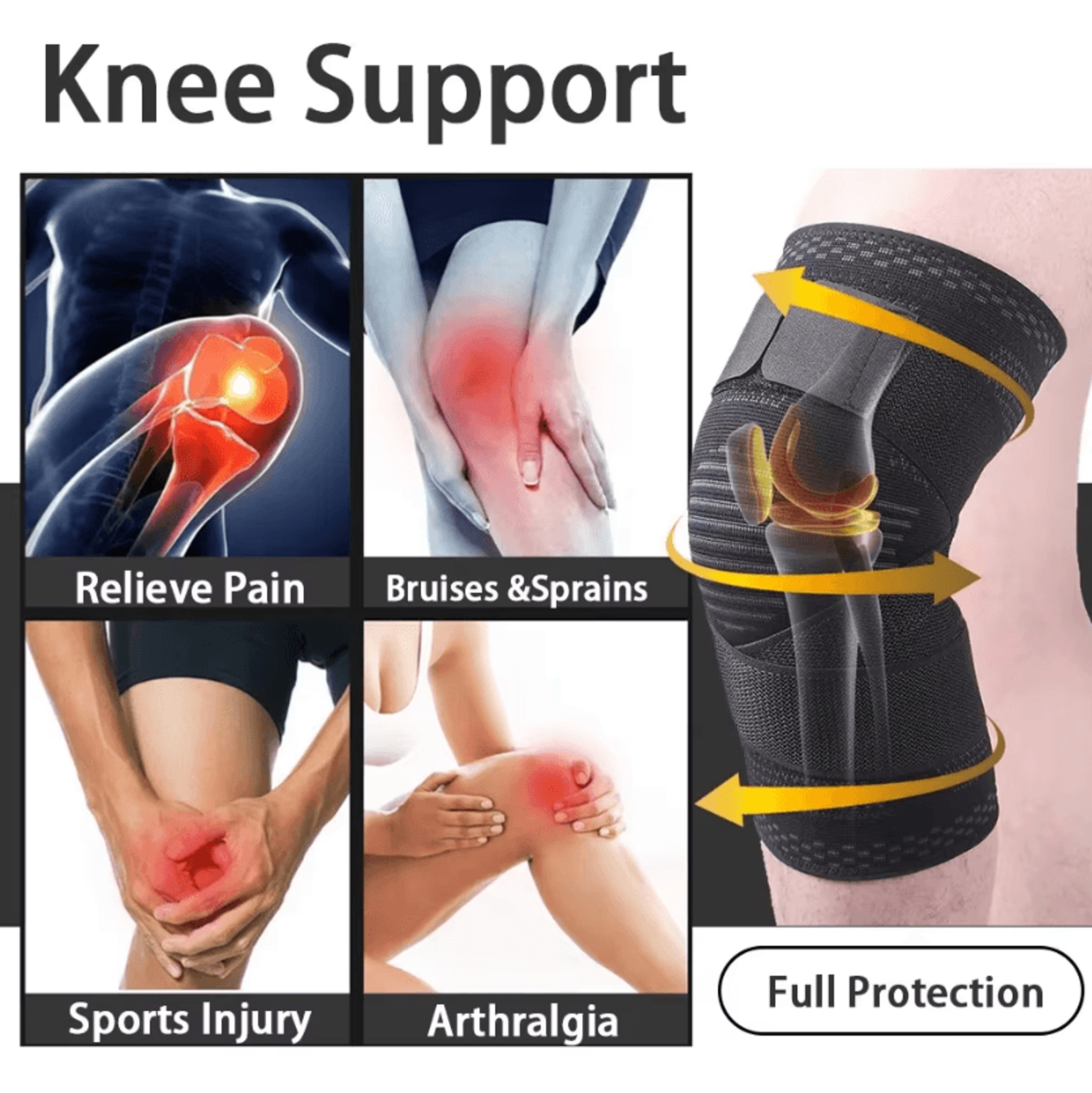 Compression Knee Sleeve With Adjustable Bandage Support For Running Basketball And Fitness 2