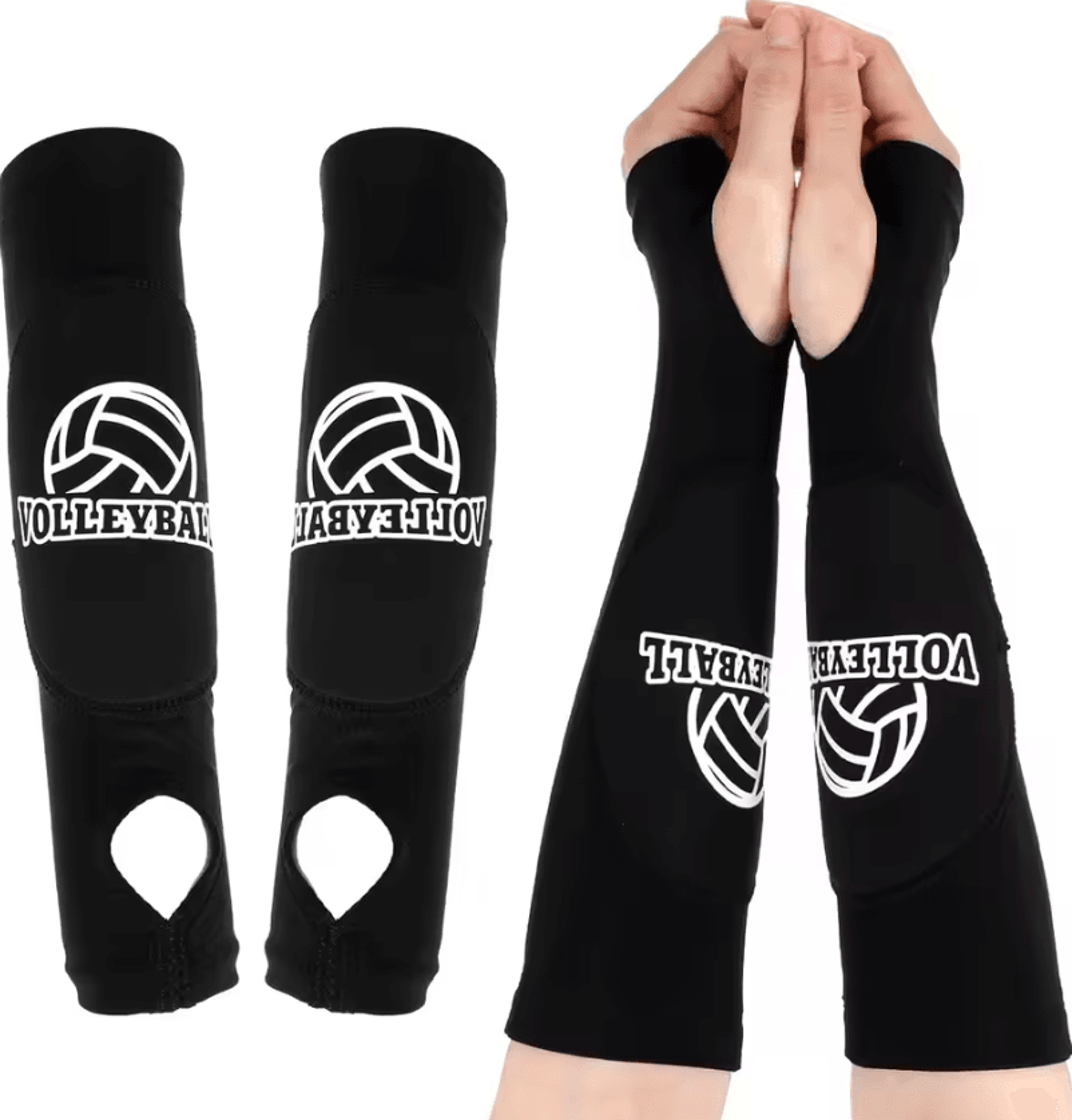 Youth Volleyball Arm Sleeves With Forearm Protection Pads And Thumbhole 3