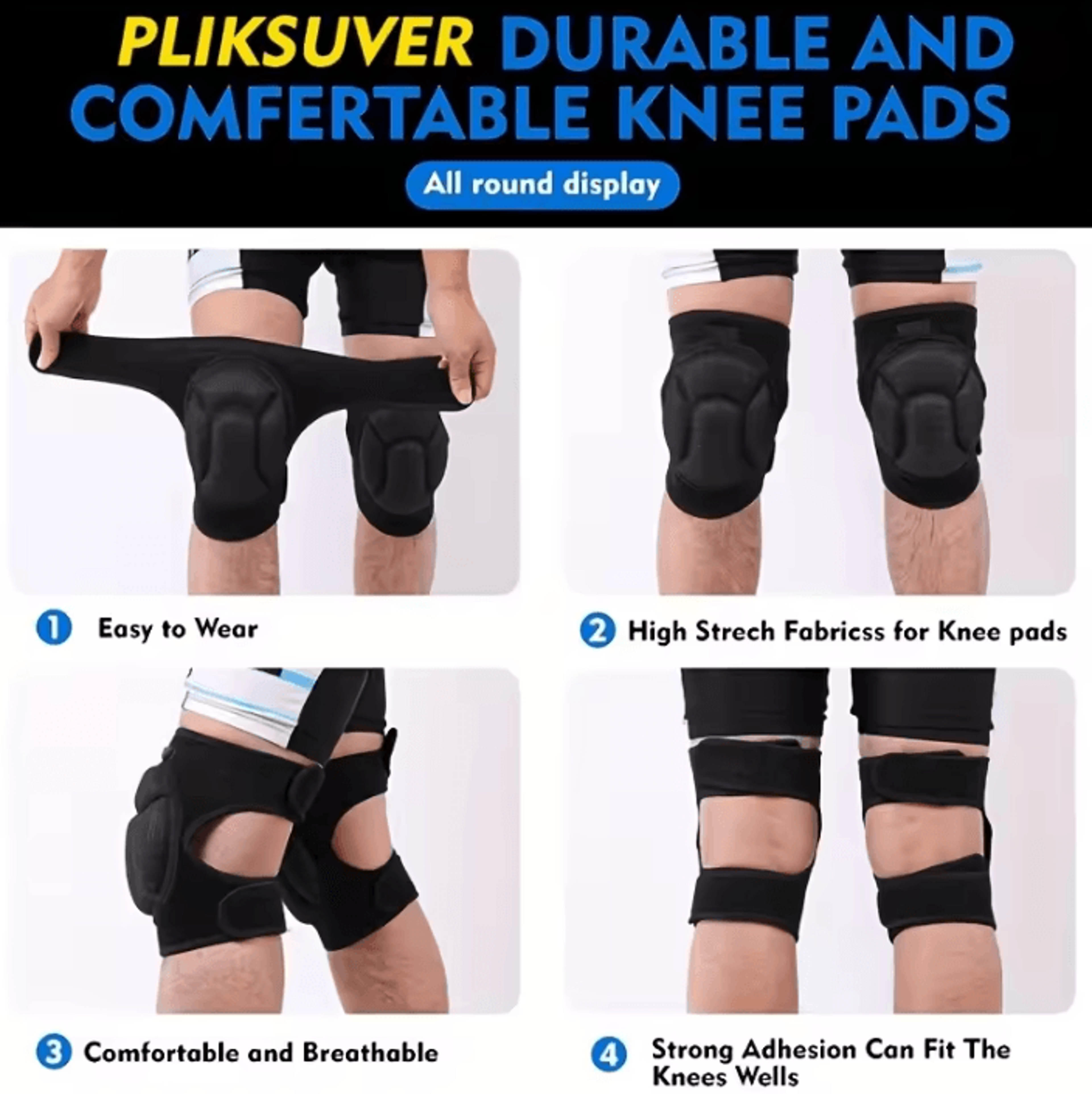 Thick Sponge Knee Pads For Work Gardening Flooring And Sports With Non Slip Protection 3