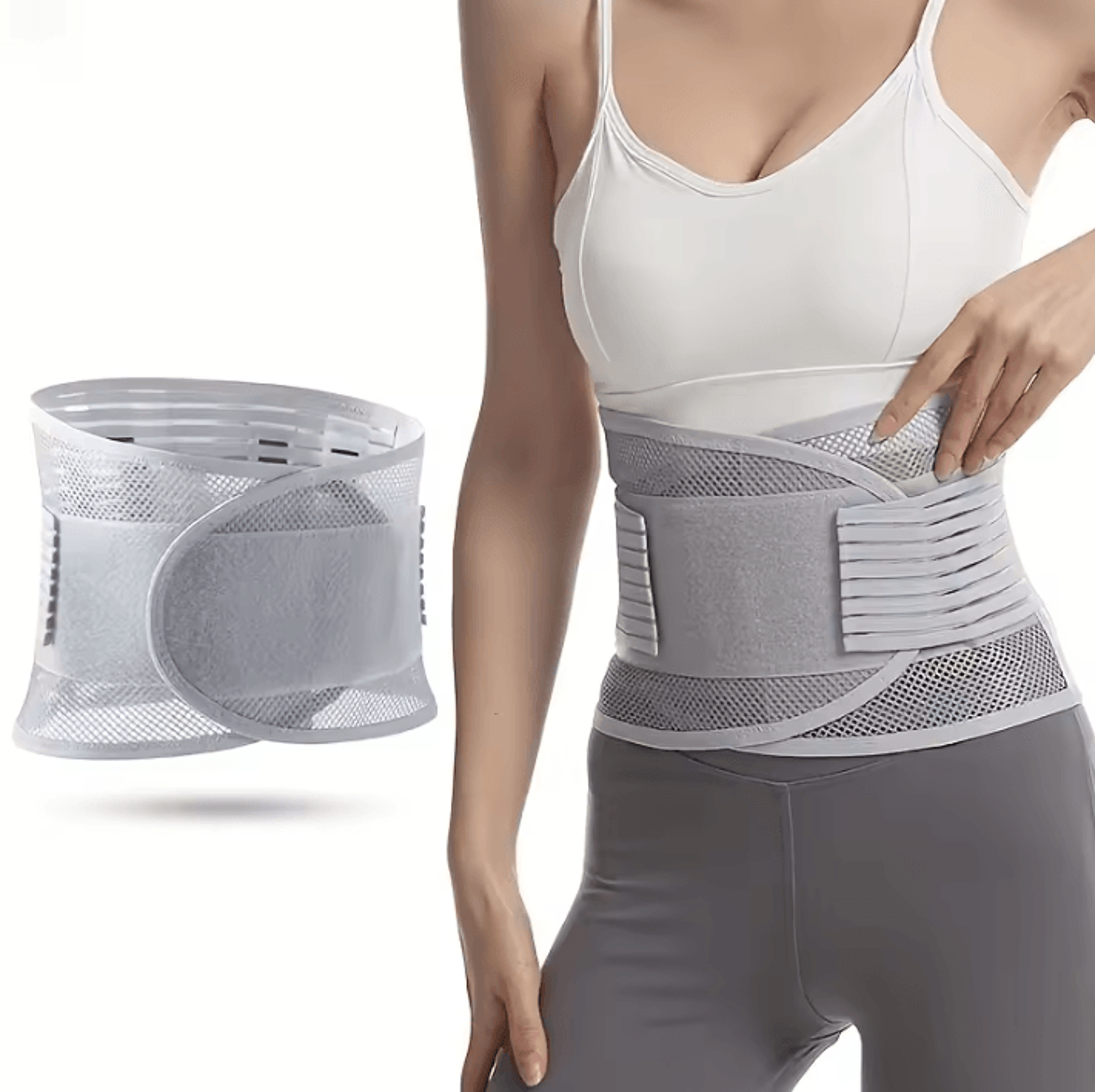 Compression Waist Support Belt With 5 Reinforced Support Plates Breathable Lumbar Back Brace 6