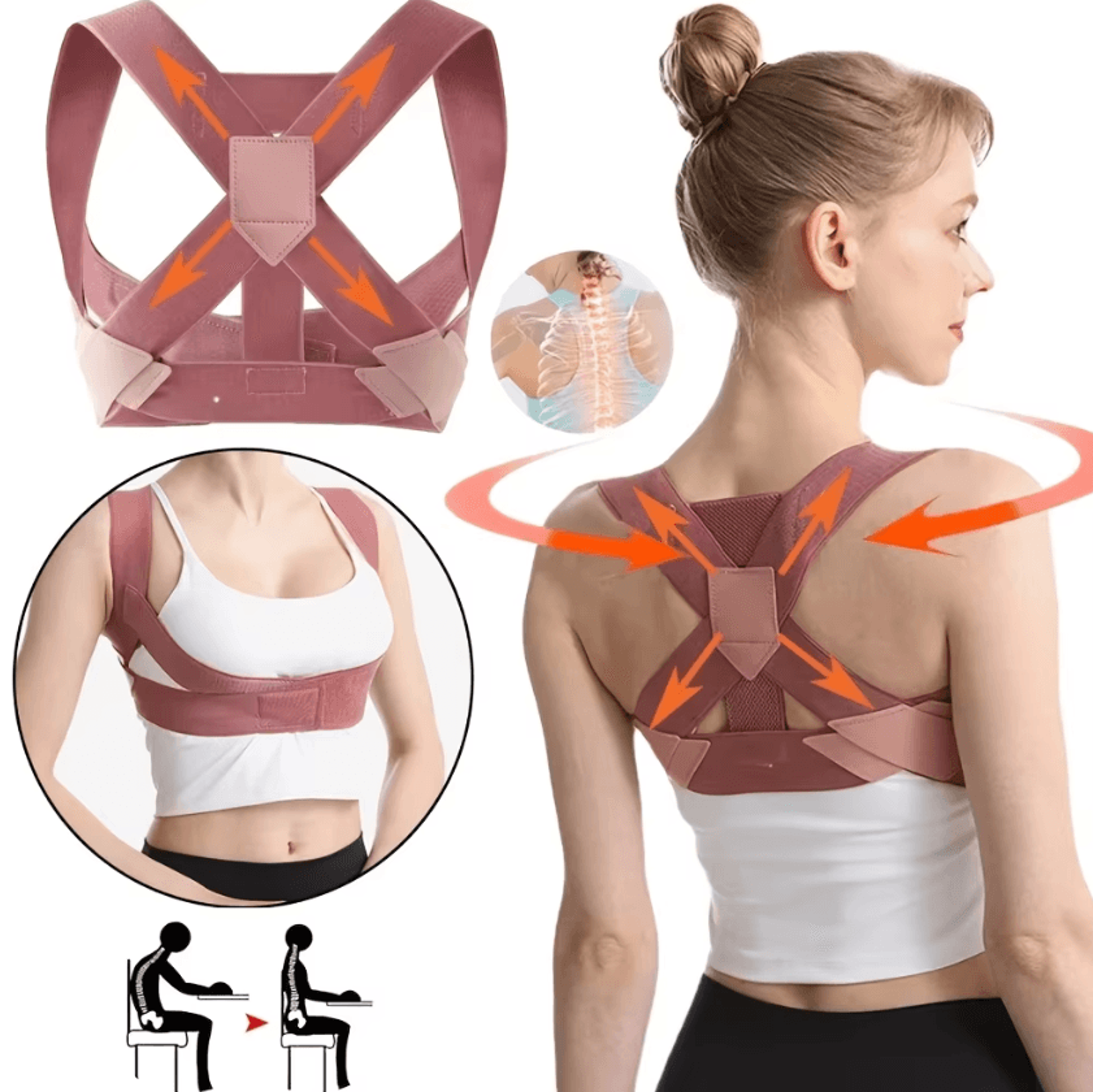 Adjustable Posture Corrector Back Brace For Men  Women With Invisible Shoulder And Lumbar Support 0