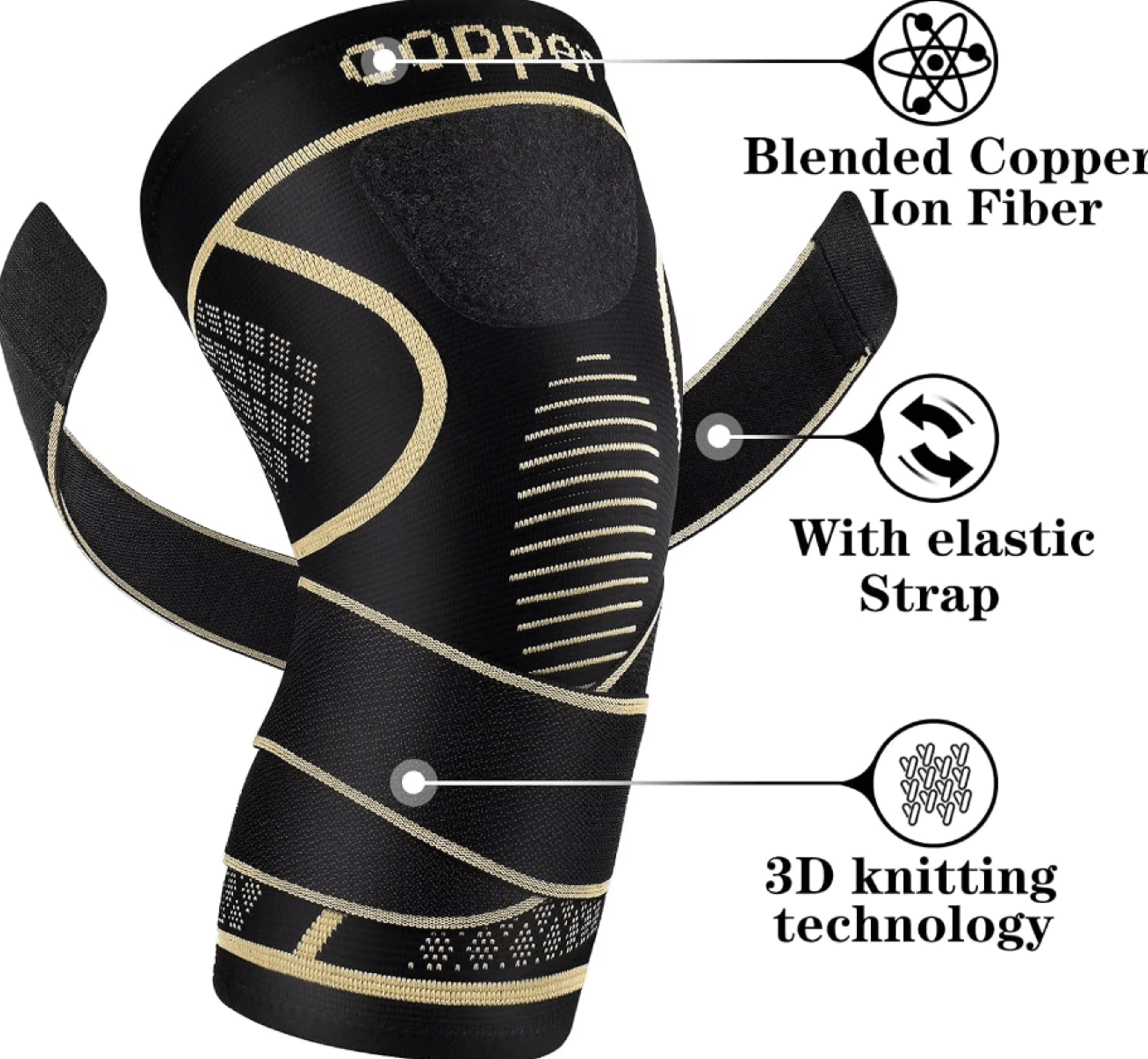 Adjustable Copper Knee Brace With Compression Strap For Men  Women Knee Support And Stability 1