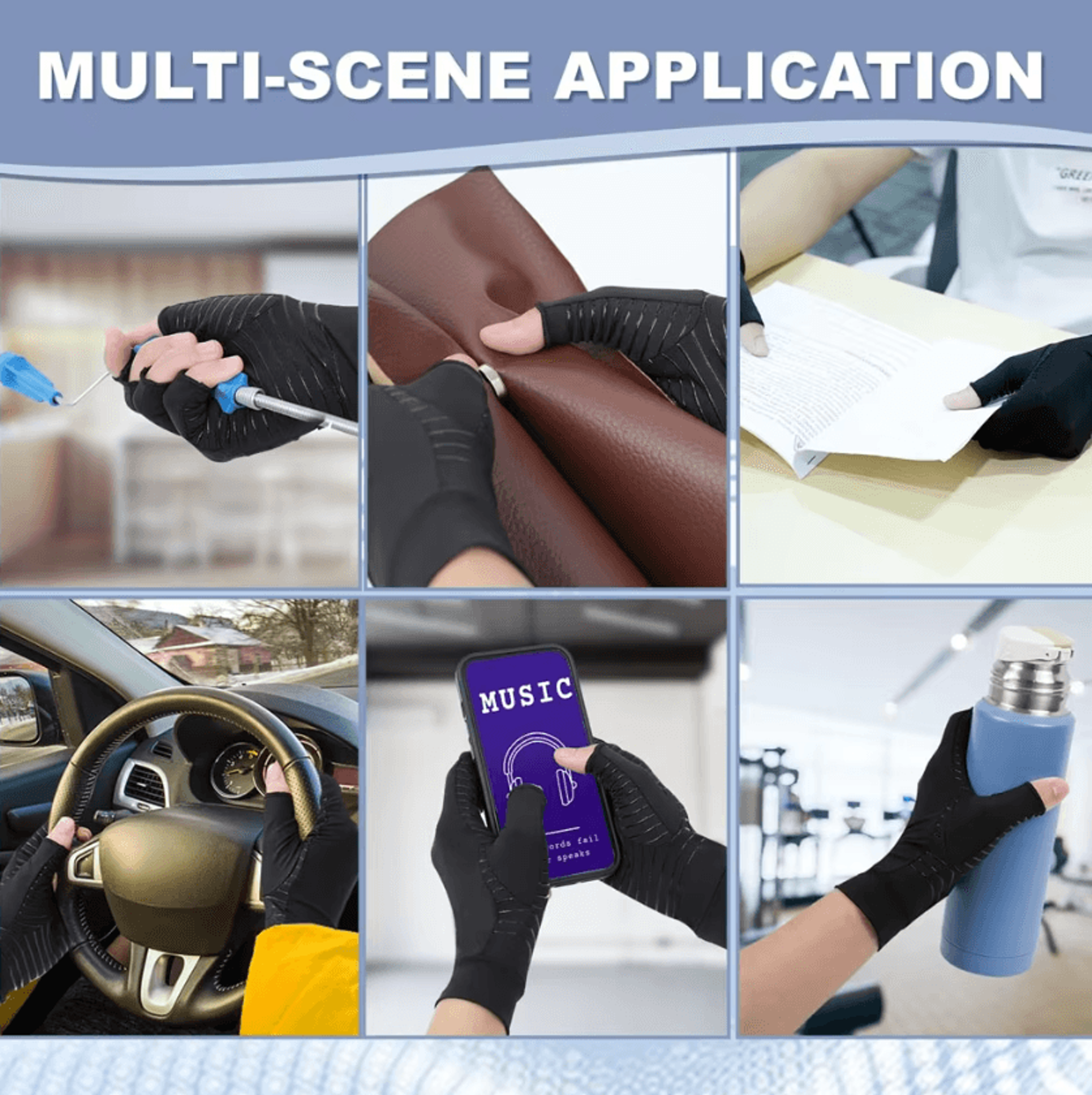 Copper Compression Gloves For Arthritis Open Finger Hand Support Gloves For Men  Women 4