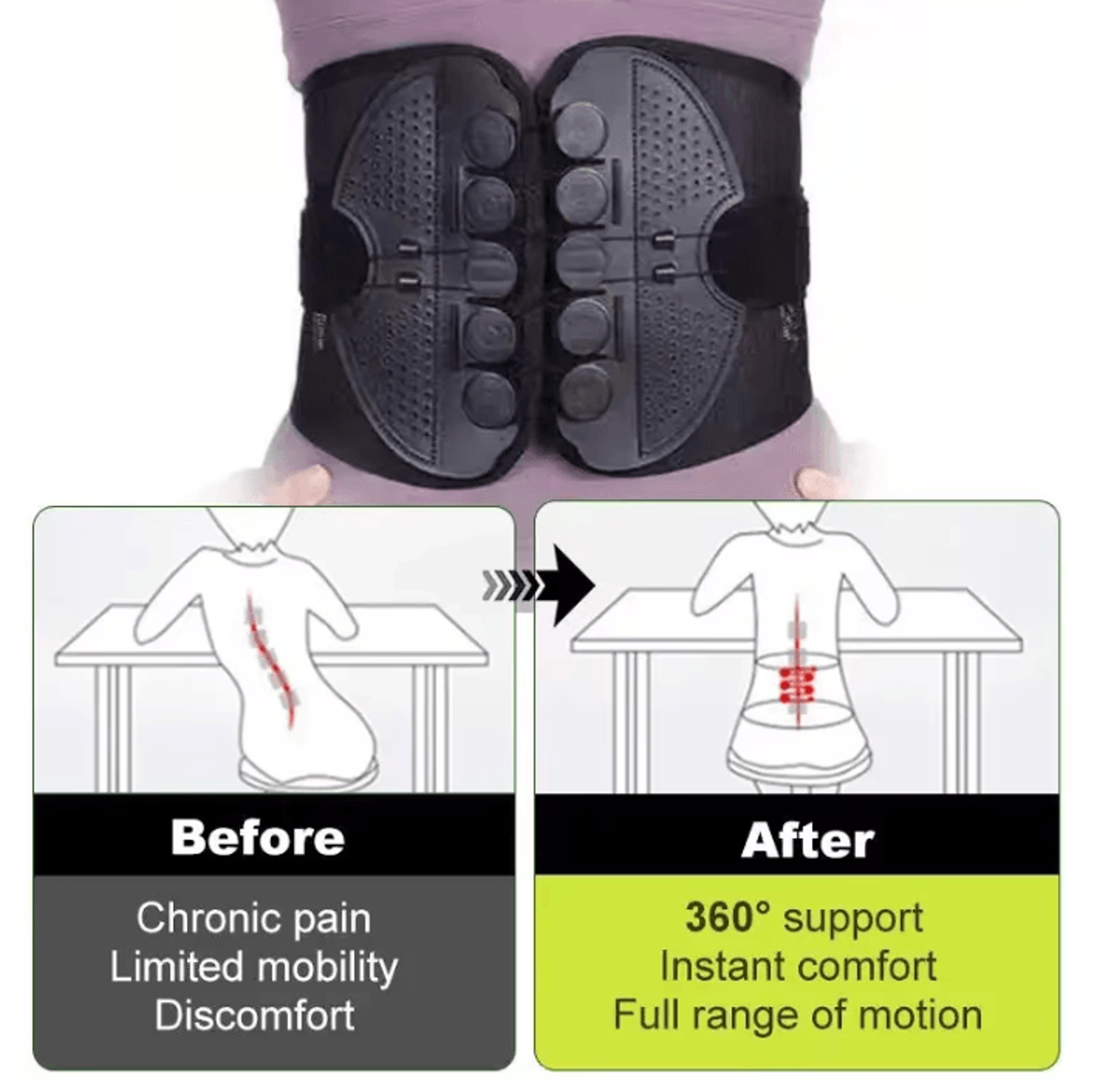 Adjustable Lumbar Support Belt With Double Pull Pulley System For Lower Back  Waist Support 1