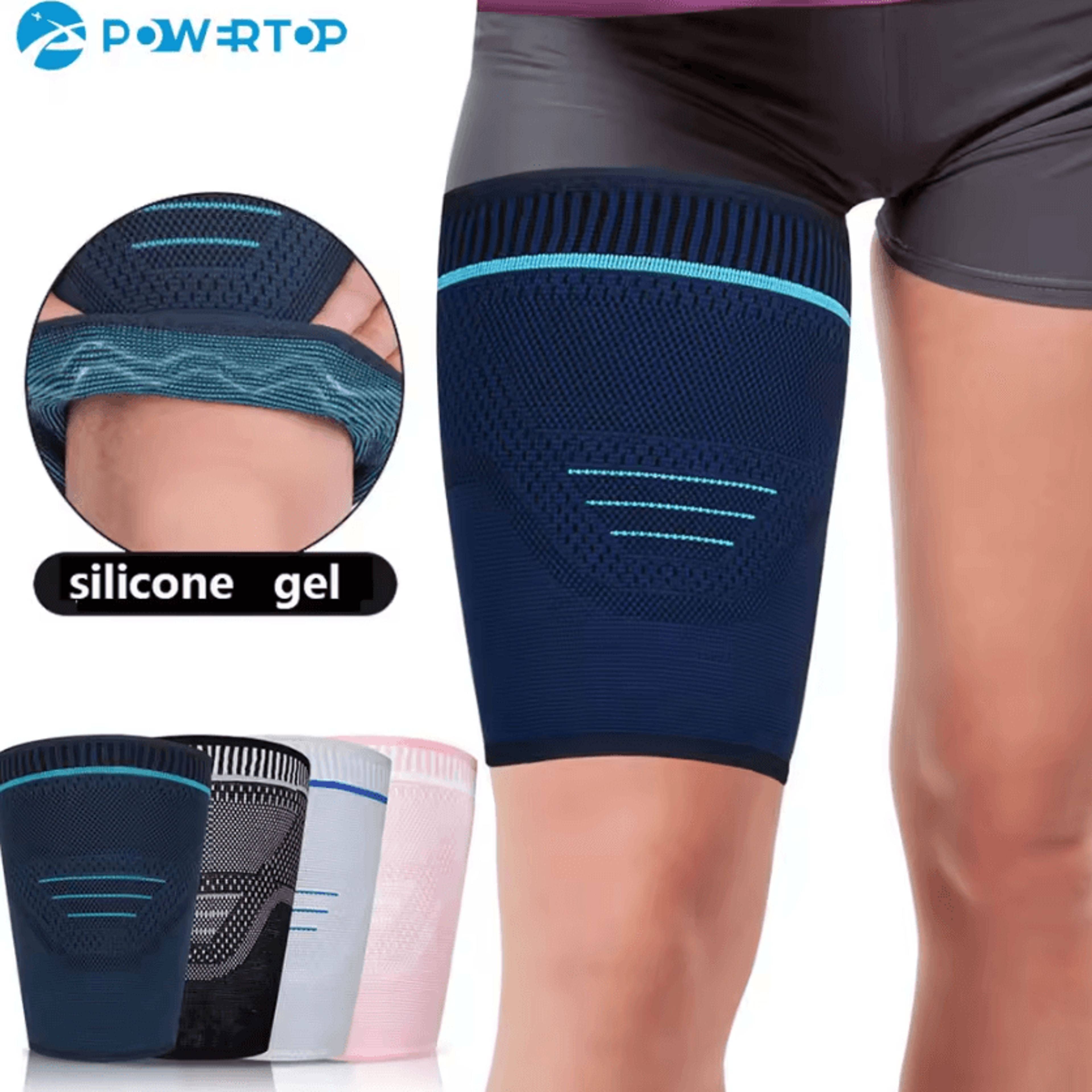 Adjustable Thigh Compression Sleeve AntiSlip Upper Leg Support For Quad Hamstring  Sports Performan 0