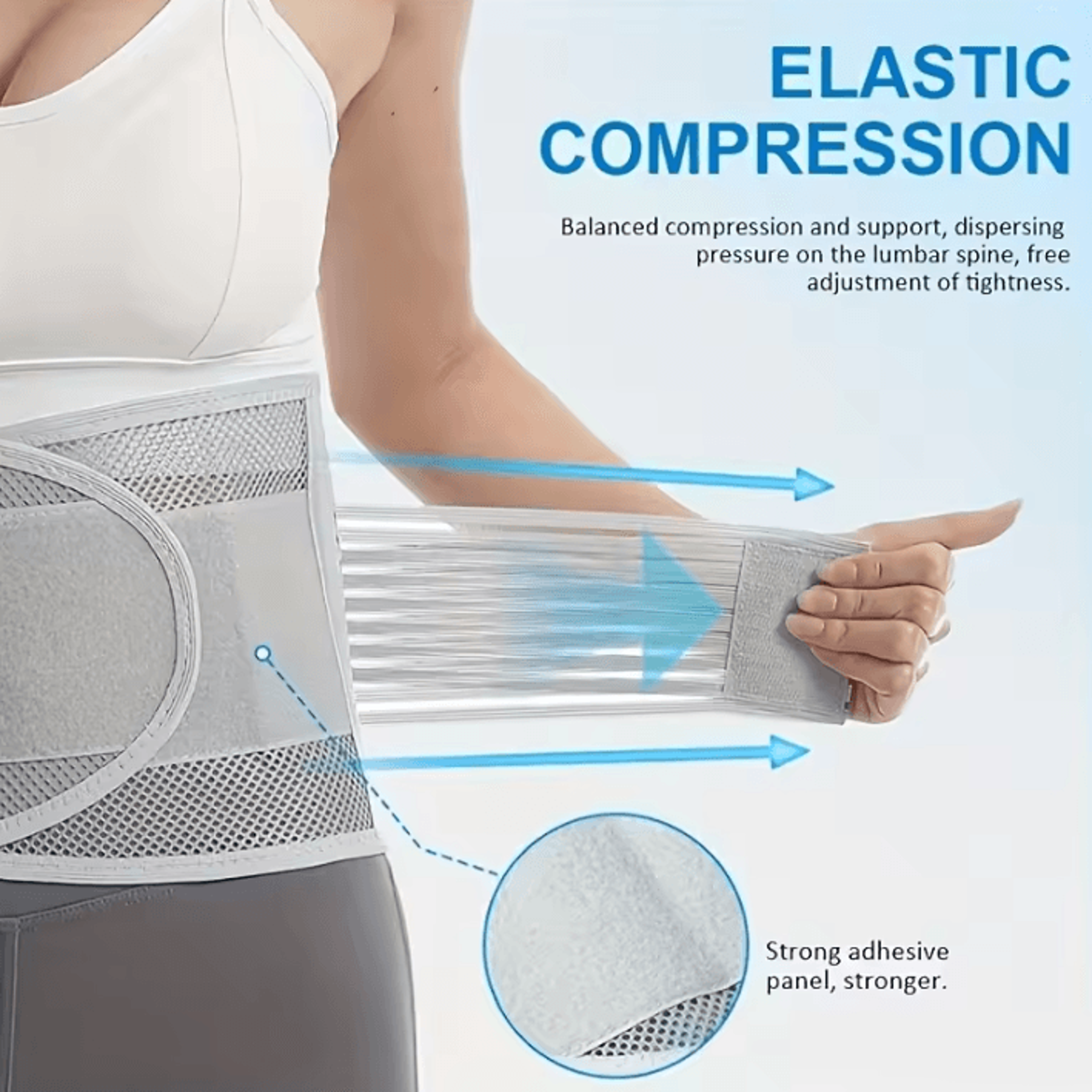 5Reinforced Compression Waist Support Belt Breathable Lumbar Back Brace For Men  Women 3