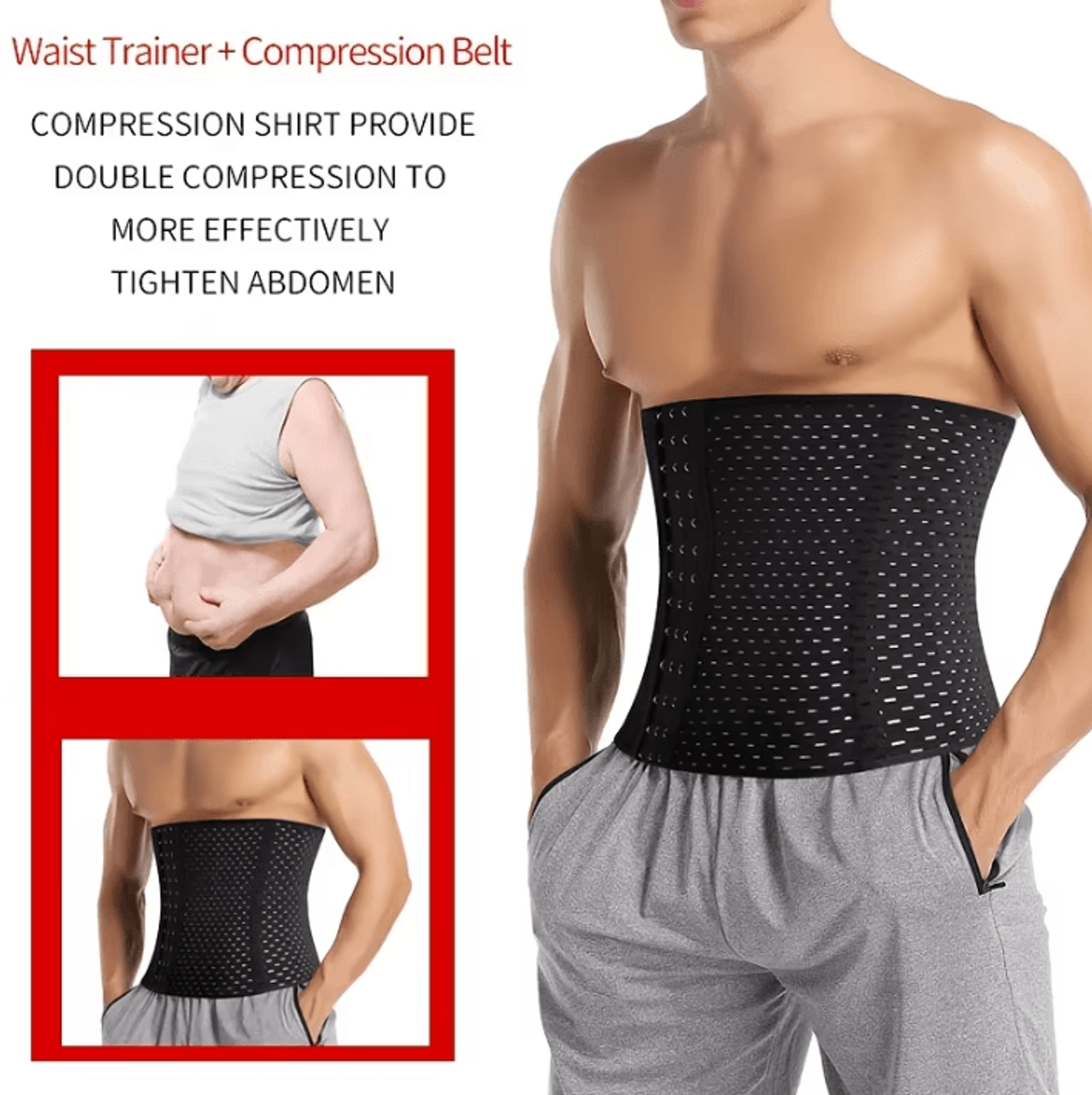 Mens Waist Trainer Belt Compression Shapewear For Tummy Control Fitness  Body Support 2