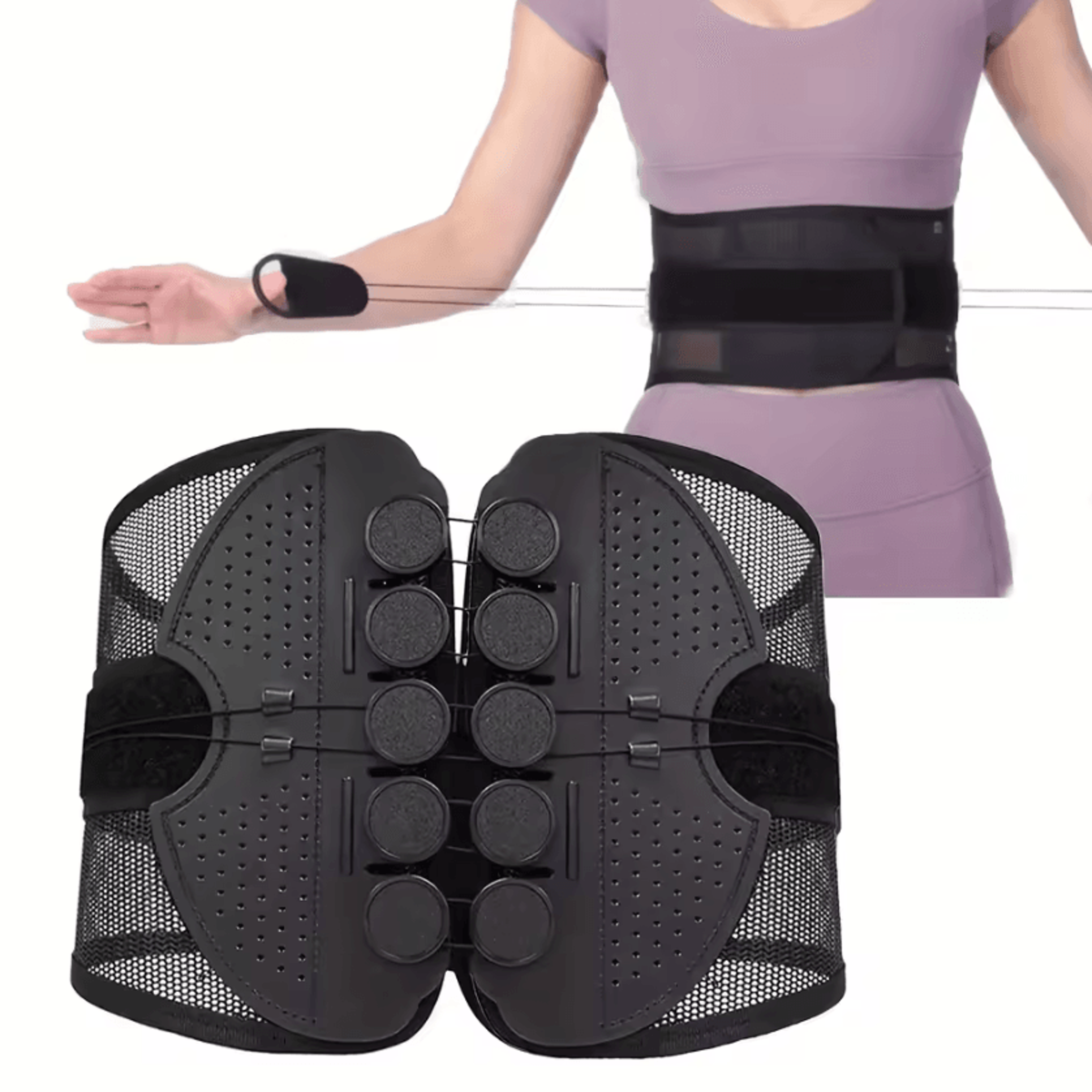 Adjustable Sports Waist Support Belt With Breathable Mesh And Double Drawstring For Hiking Fitness  1