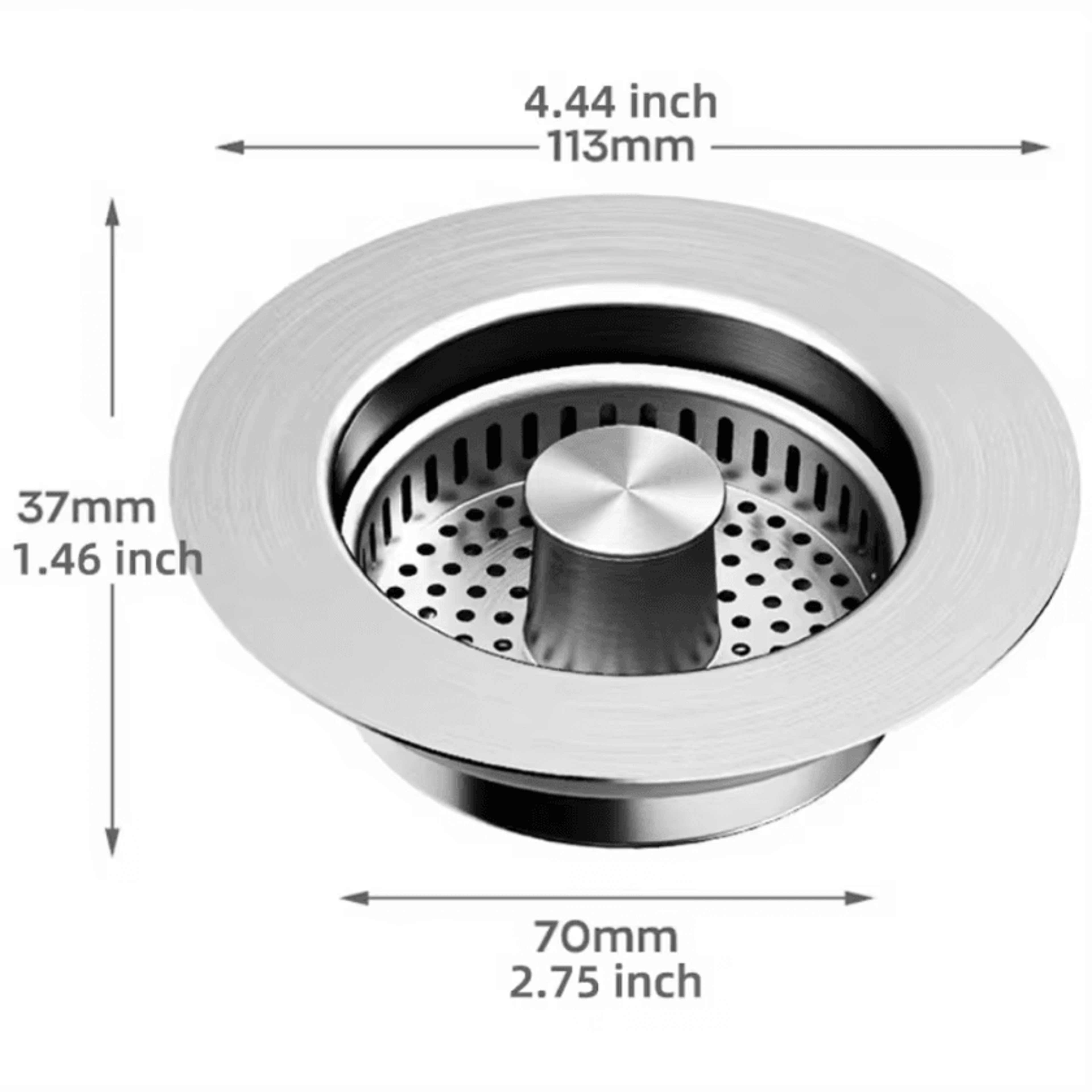 3in1 Stainless Steel Kitchen Sink Strainer Pop Up Drain Stopper With Anti Clog Basket 2