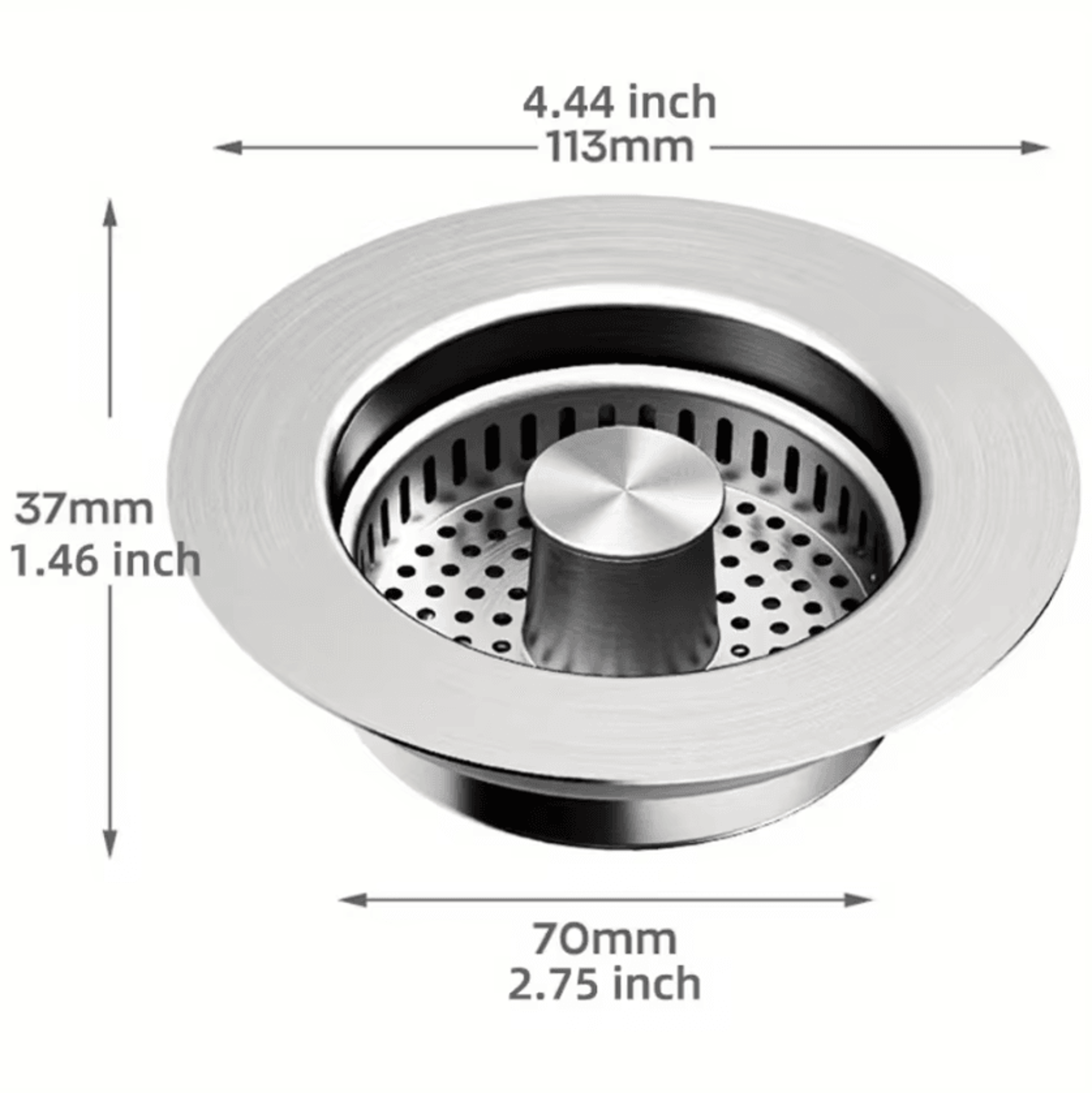3in1 Stainless Steel Kitchen Sink Strainer Pop Up Drain Stopper With Anti Clog Basket 5