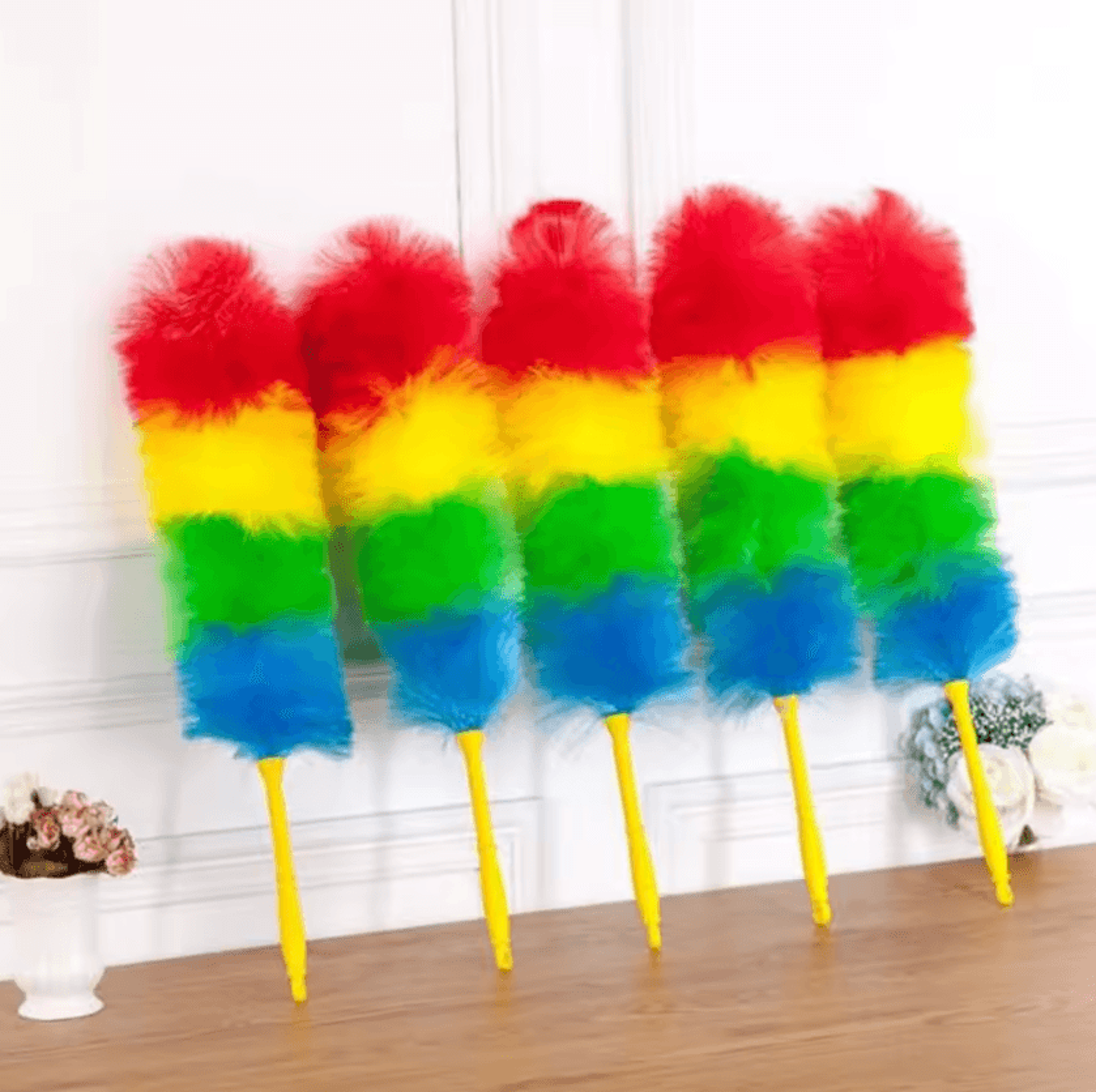 Bendable Rainbow Feather Duster Anti Static Dust Cleaning Brush 2