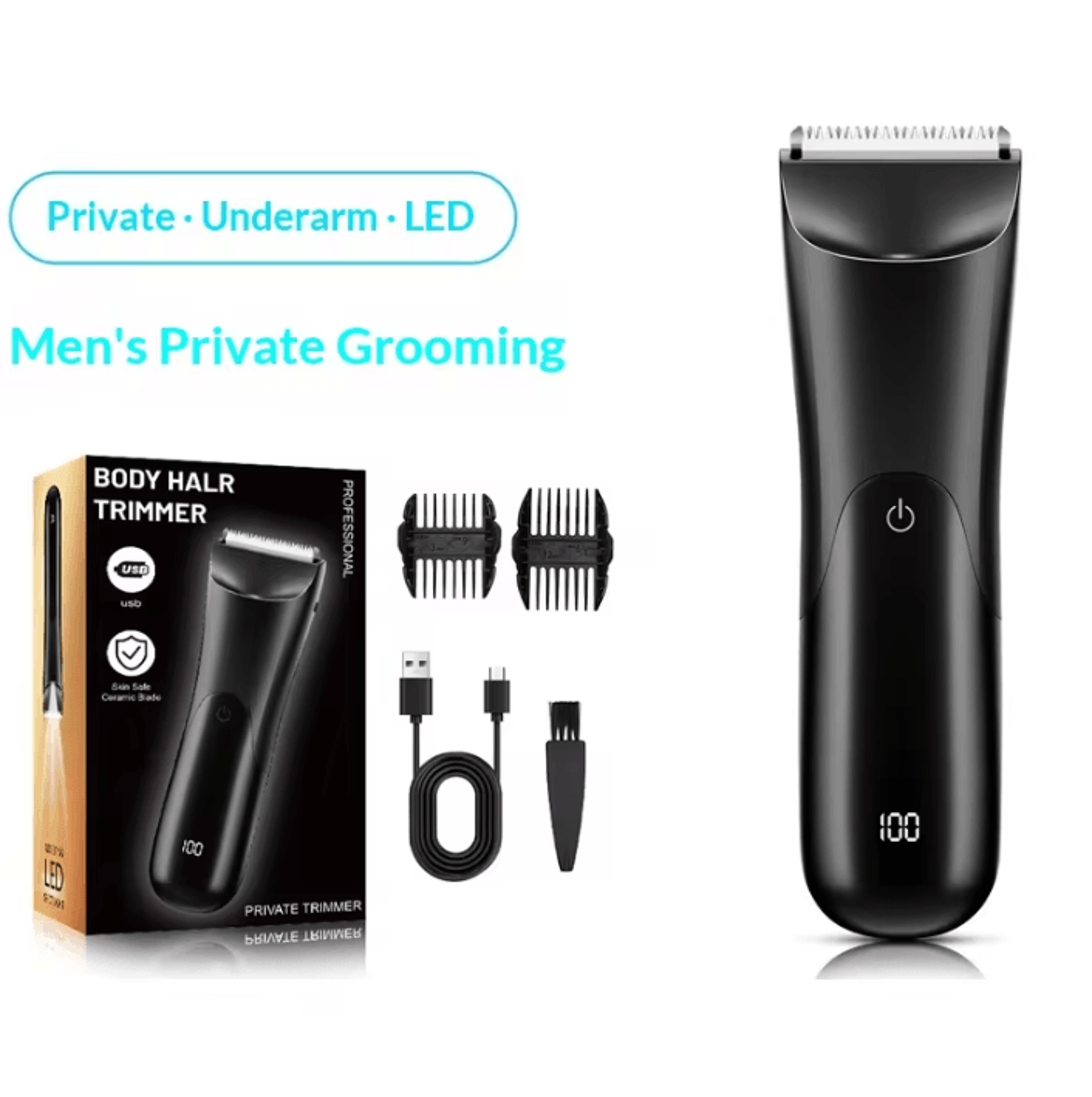 Waterproof Electric Body Groomer For Men With Ceramic Blade Trimmer 1