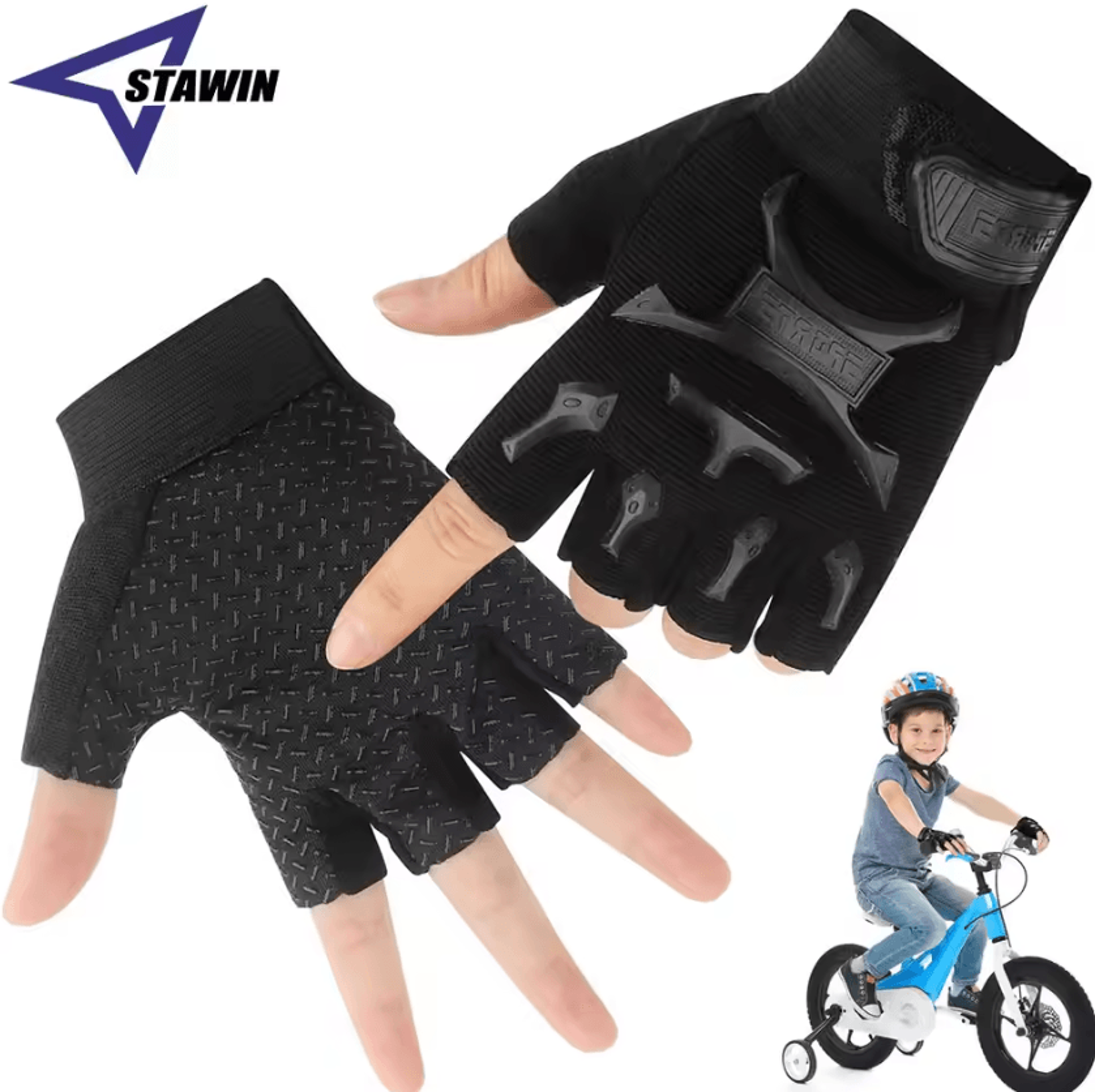 Kids Fingerless Sports Gloves Non Slip Cycling And Bike Riding Gloves 0