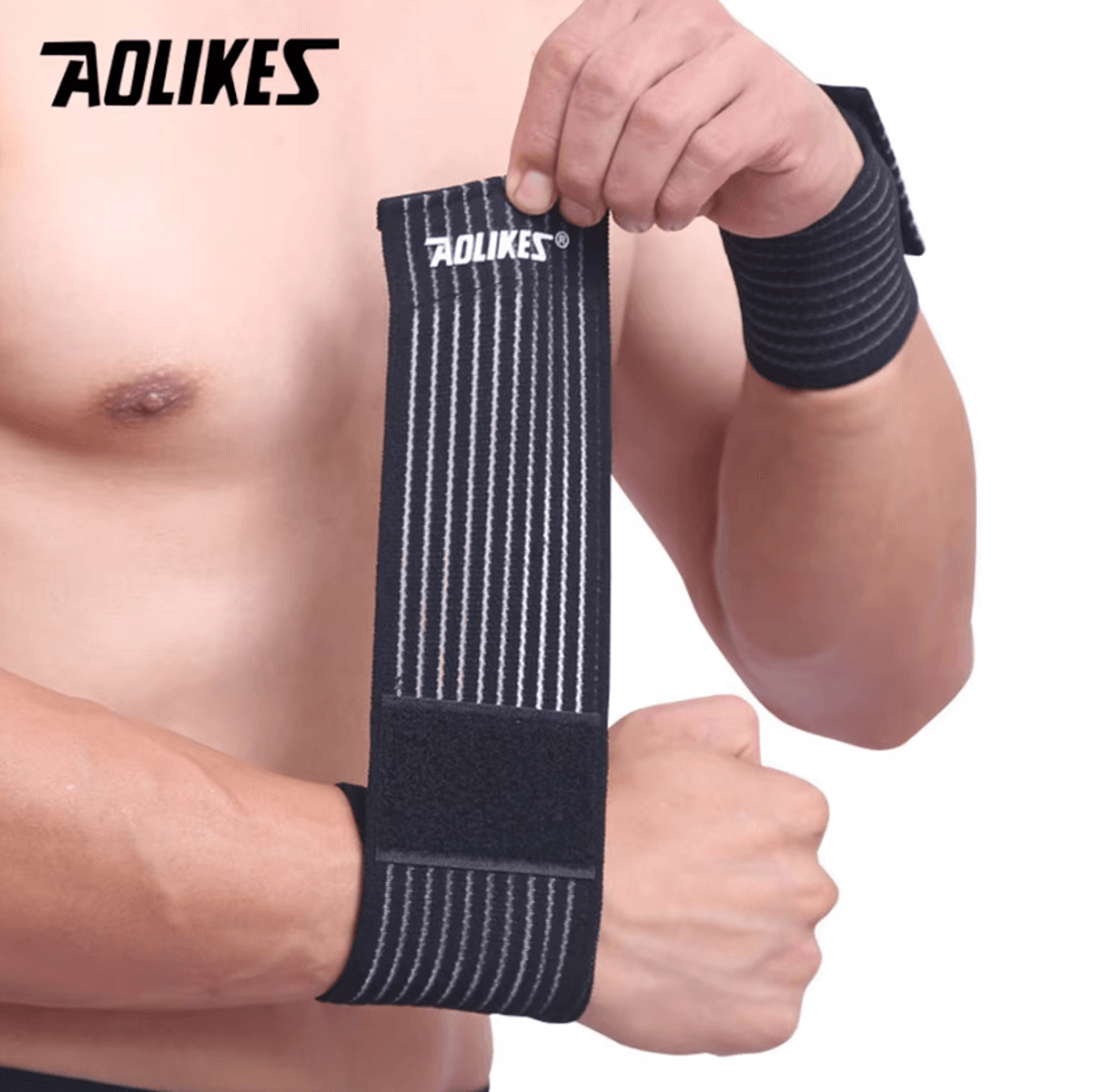AOLIKES Cotton Elastic Wrist Wrap For Gym Training Sports And Everyday Support 0