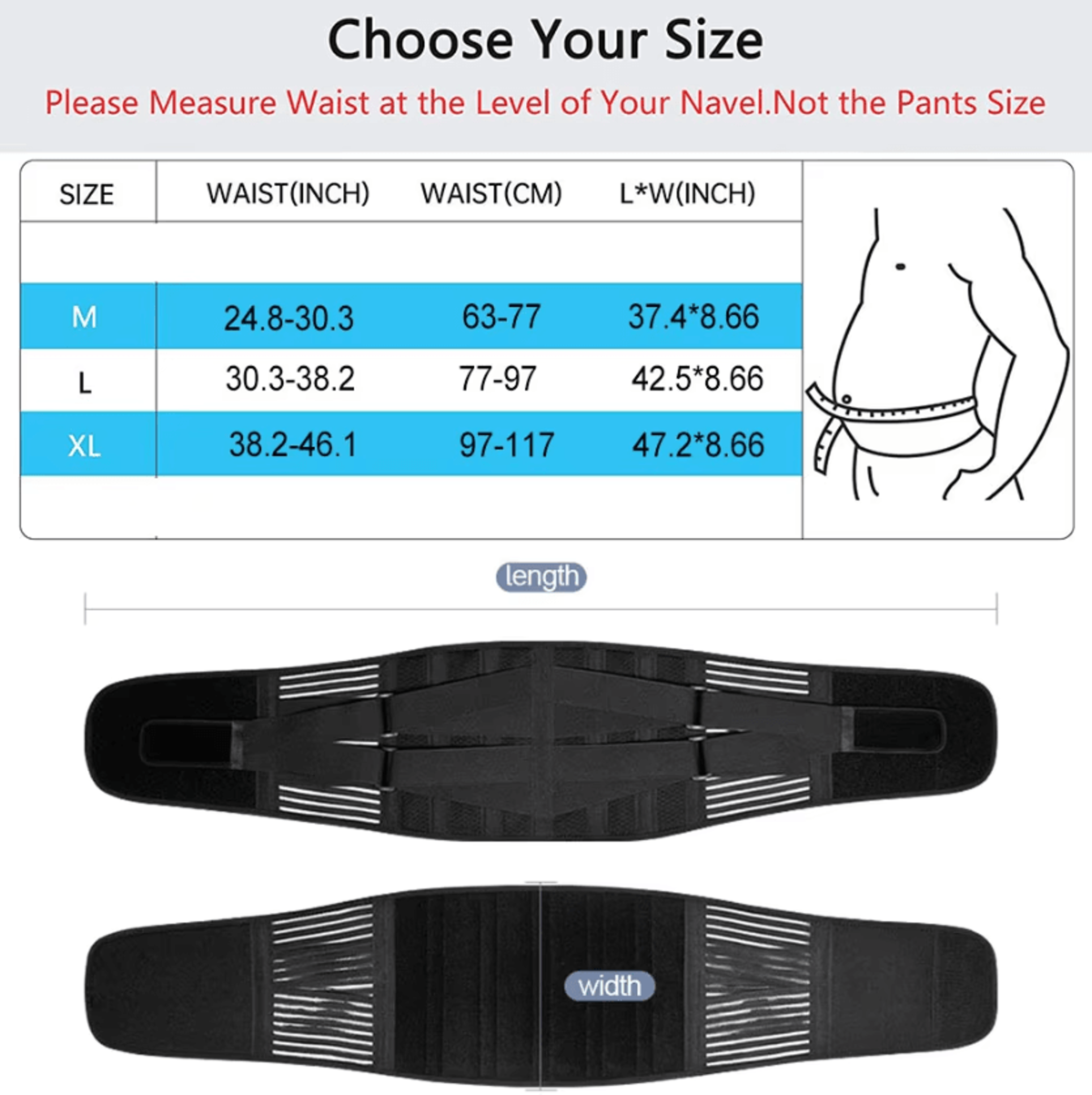 AOLIKES Lower Back Brace With 6 Support Stays And Adjustable Lumbar Support Belt 1