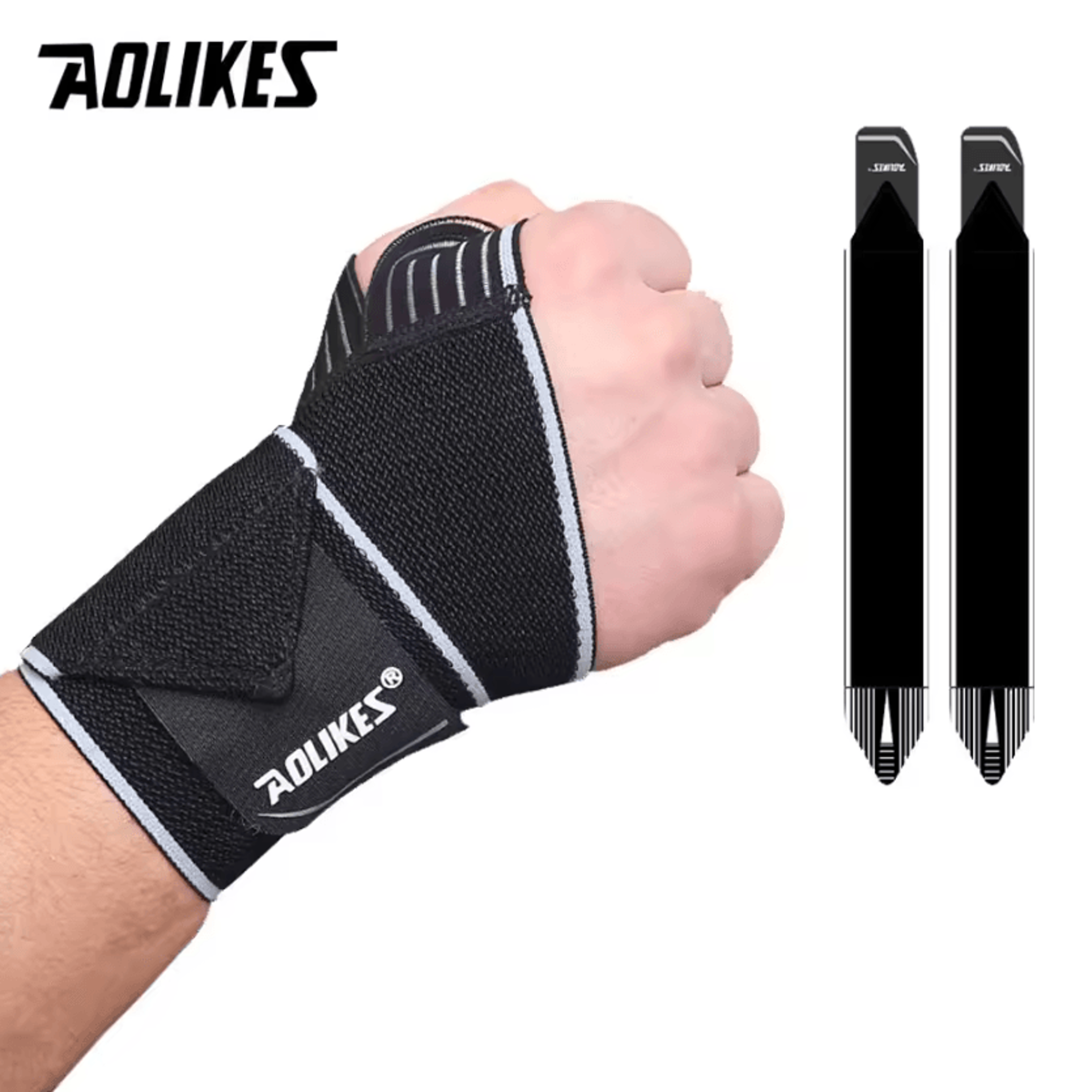 AOLIKES Elastic Wrist Wraps For CrossFit Powerlifting And Gym Support 4