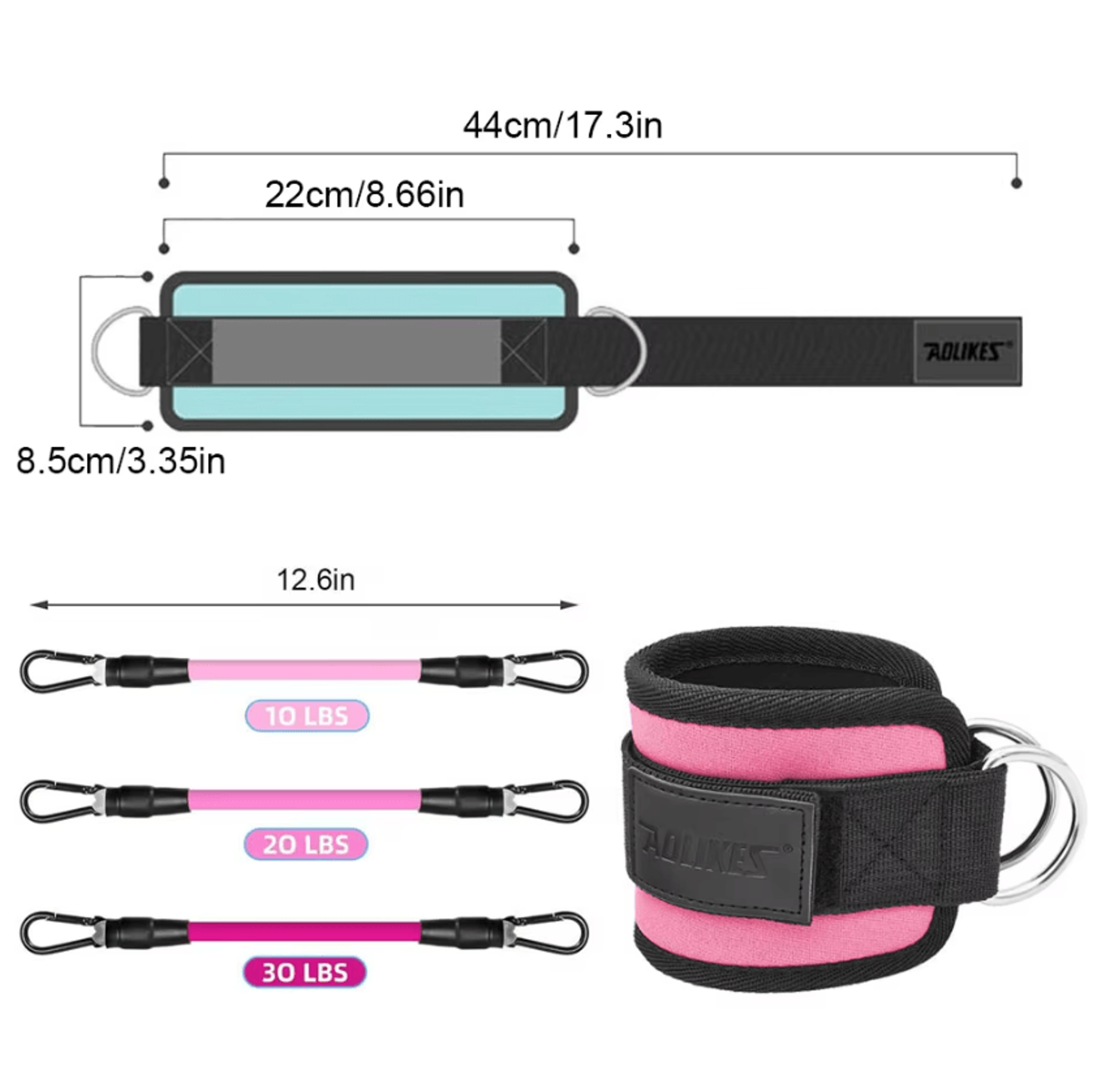 AOLIKES Cable Ankle Straps Double DRing Ankle Cuffs For Cable Machine For Glute Leg  Lower Body Str 1
