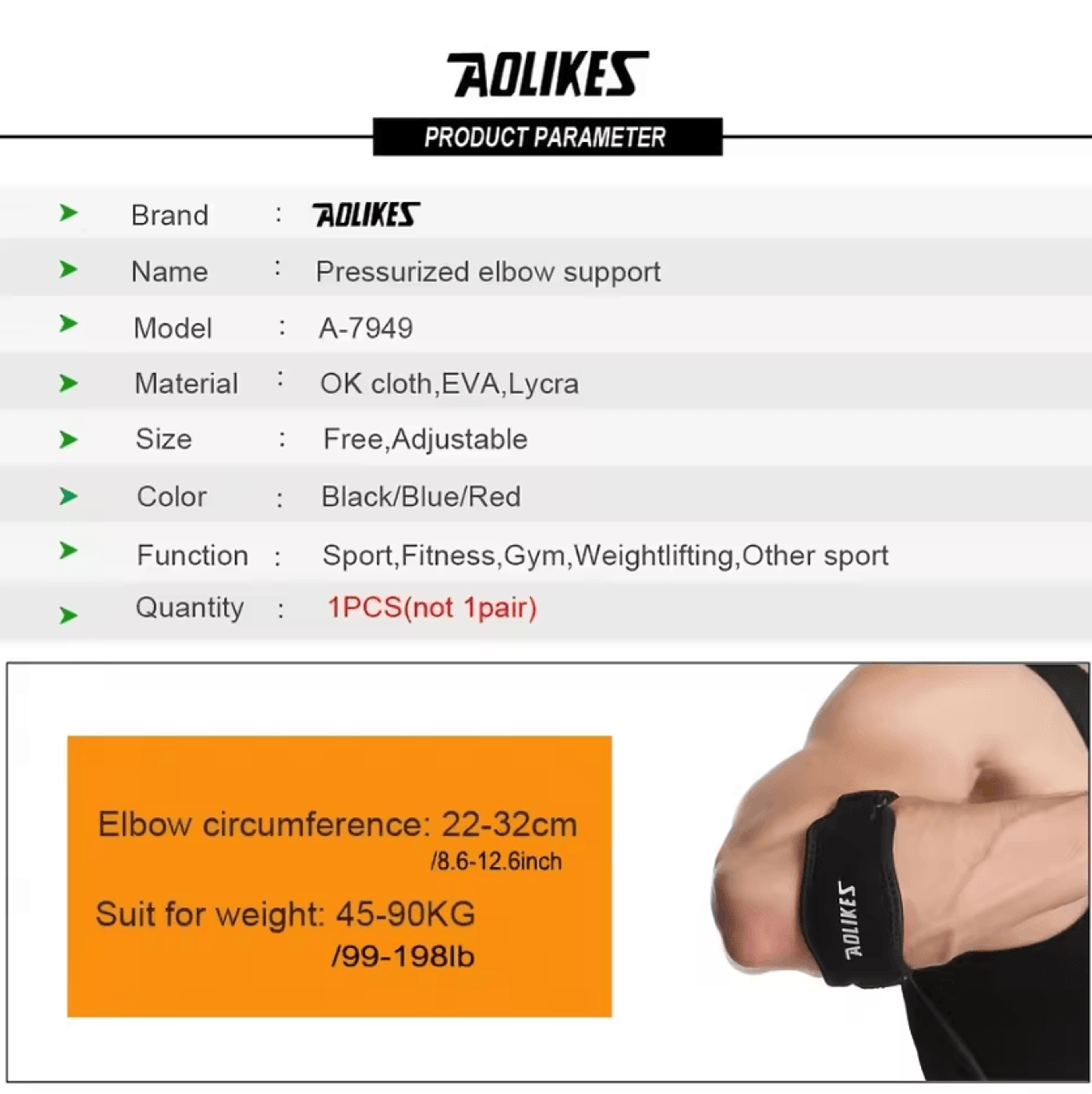 AOLIKES Tennis Elbow Brace Adjustable Elbow Support Strap For Golf Tennis Gym  Sports Pain Relief 1