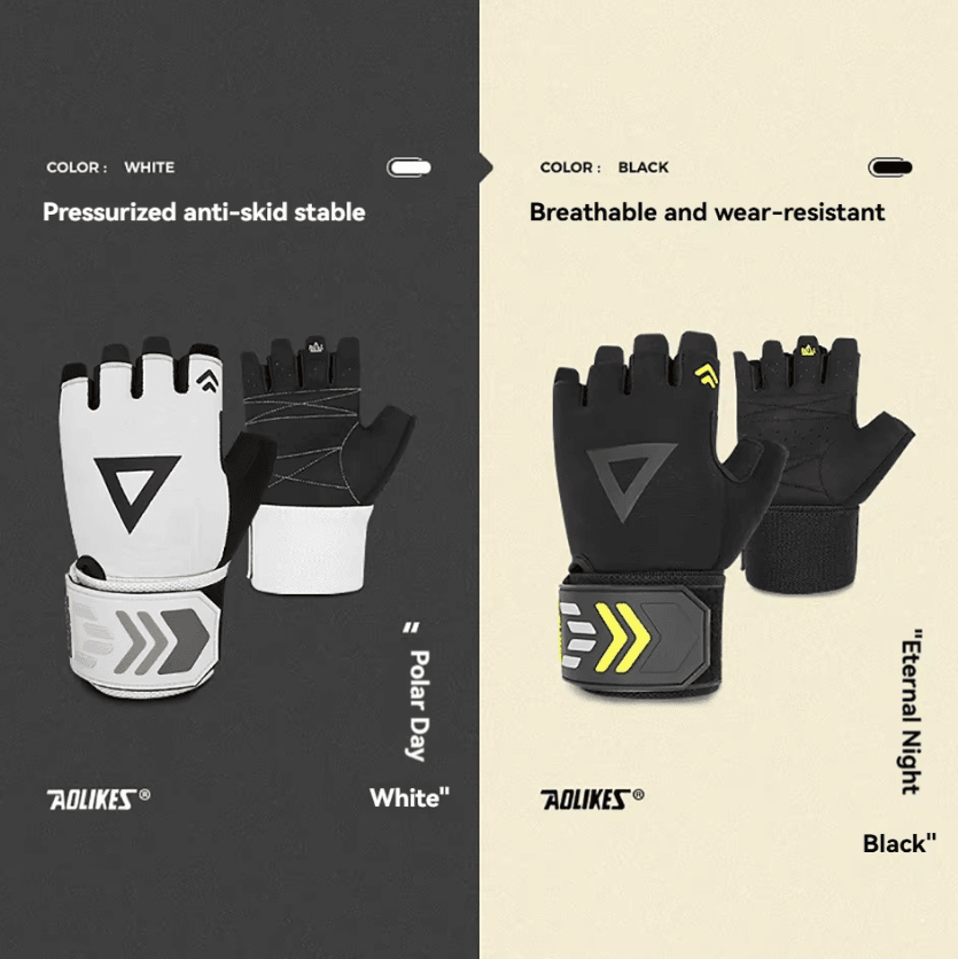 AOLIKES Weightlifting Gloves With Wrist Support Breathable AntiSlip Gym Gloves For Fitness  Strengt 2