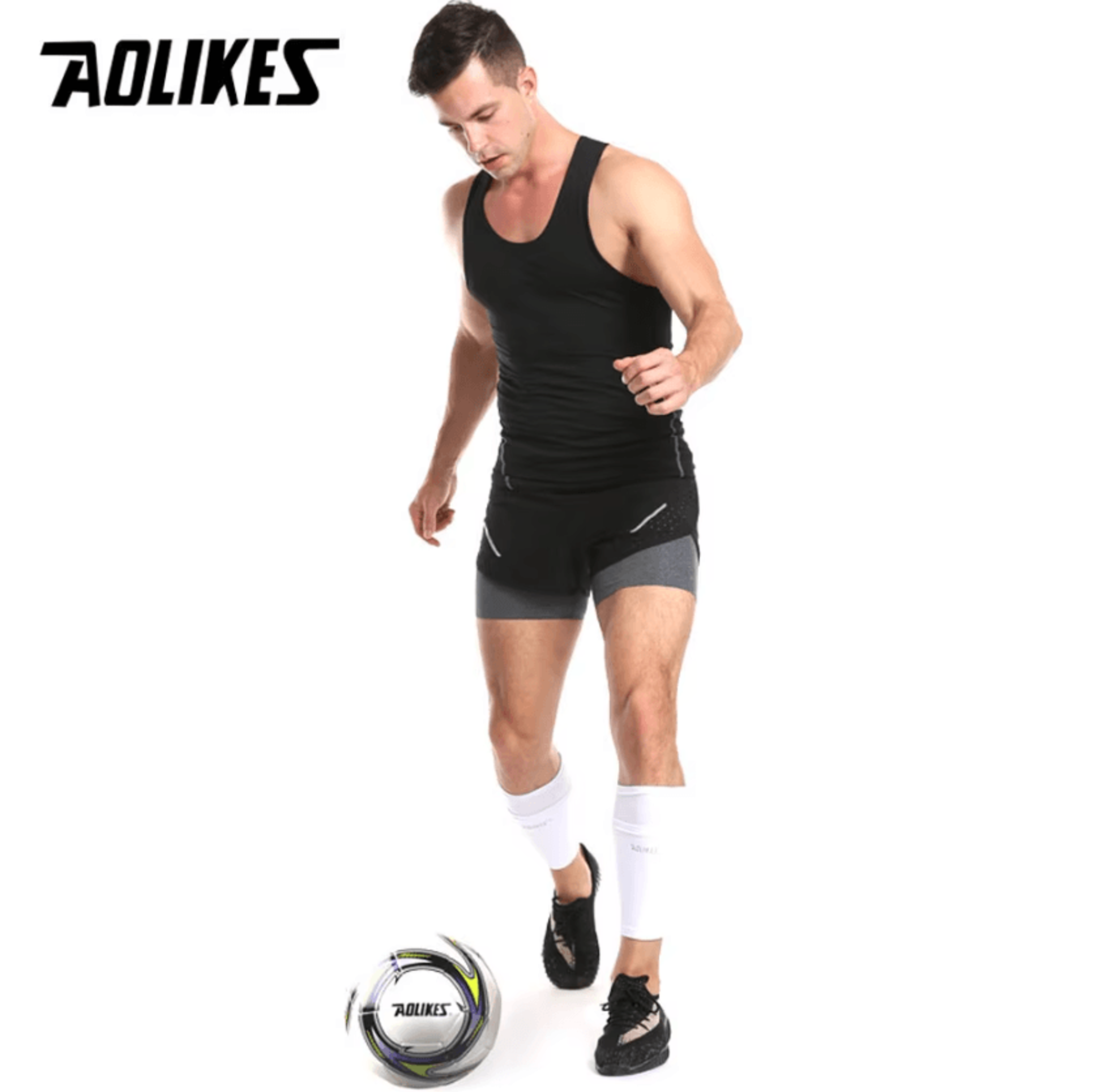 AOLIKES Soccer Shin Guard Sleeves Elastic Calf Compression Sleeves For Football Shin Guards 3