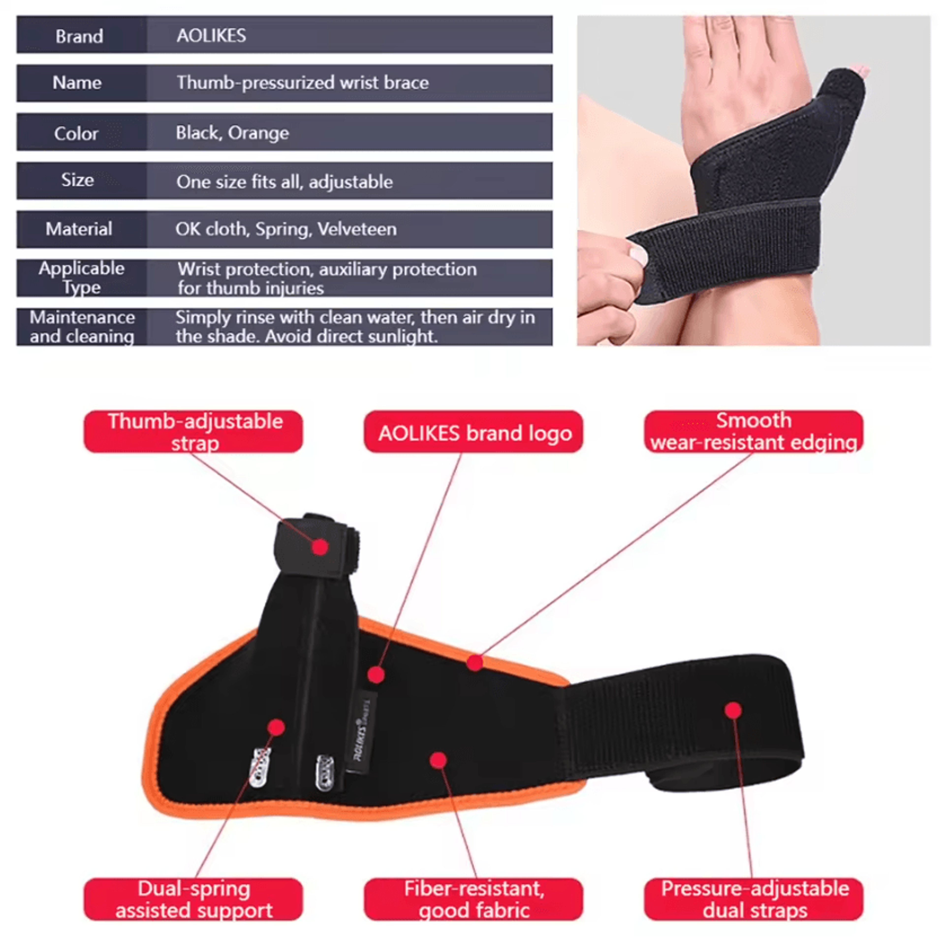 AOLIKES Wrist Brace With Thumb Spica Splint Adjustable Thumb Wrist Support For Everyday Stability 1