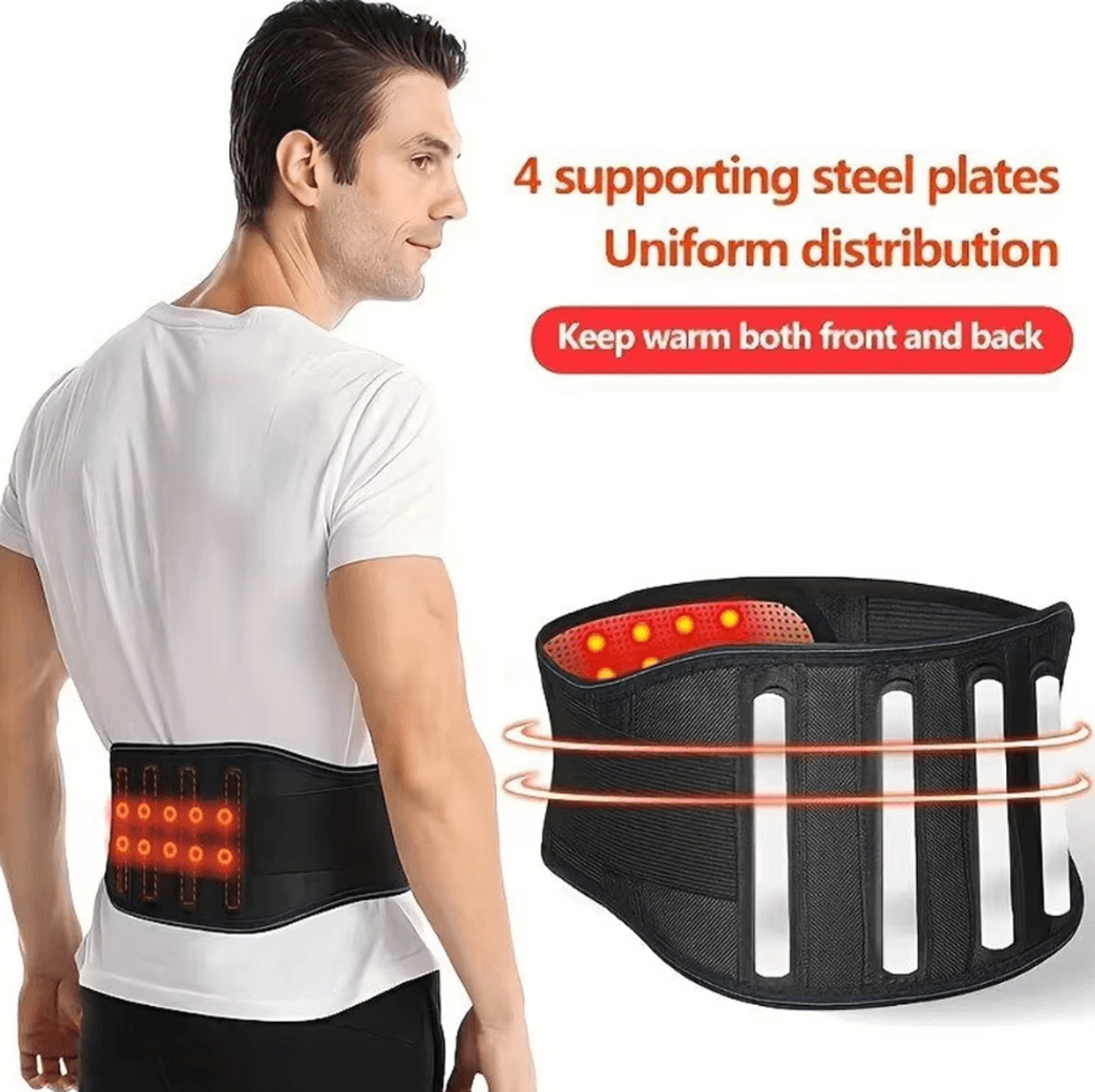 Heating Lower Back Brace Adjustable Lumbar Support Belt With Gentle Warming Comfort 2