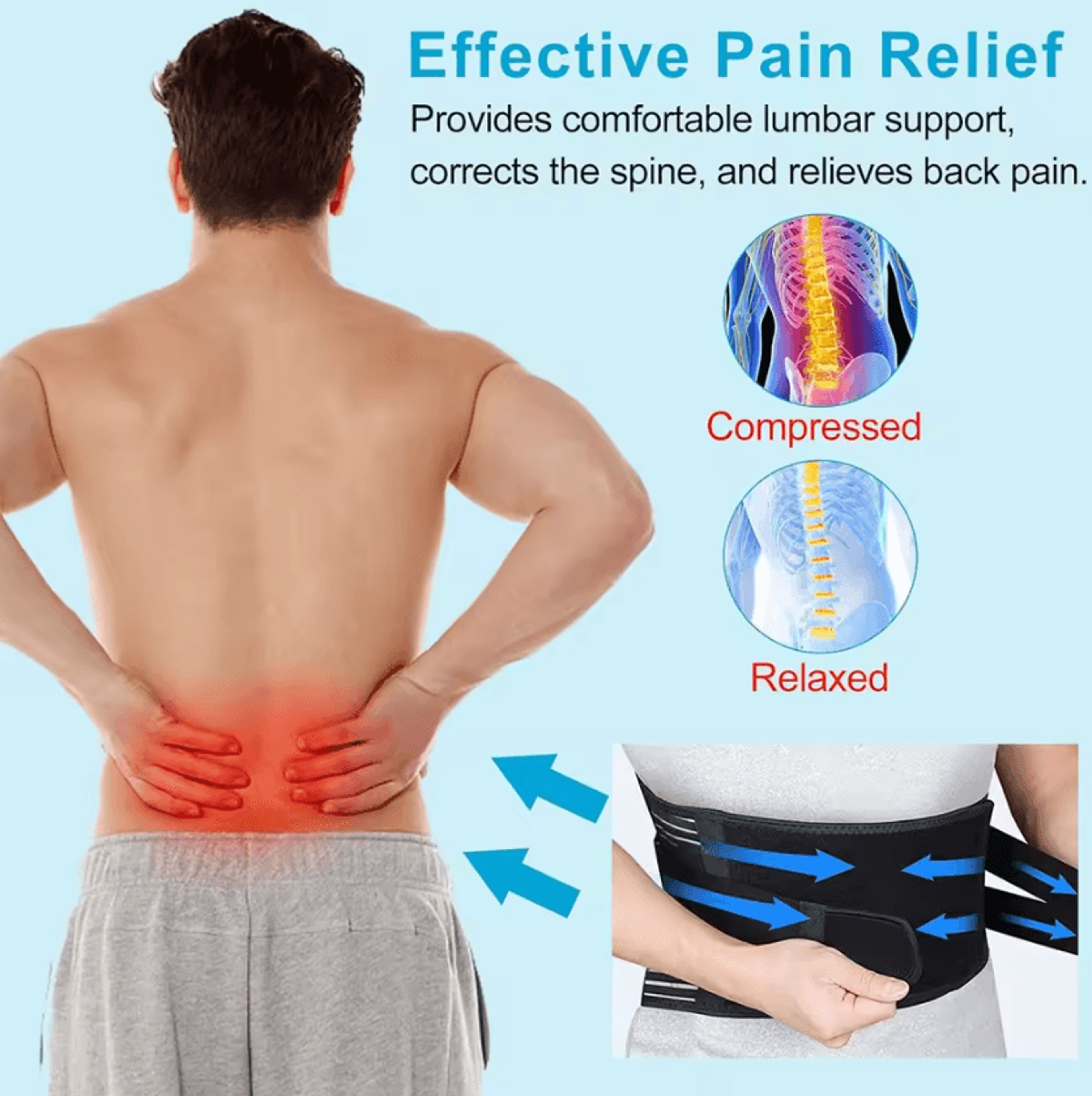 Adjustable Back Brace With Lumbar Pad For Lower Back Pain And Sciatica Support 3