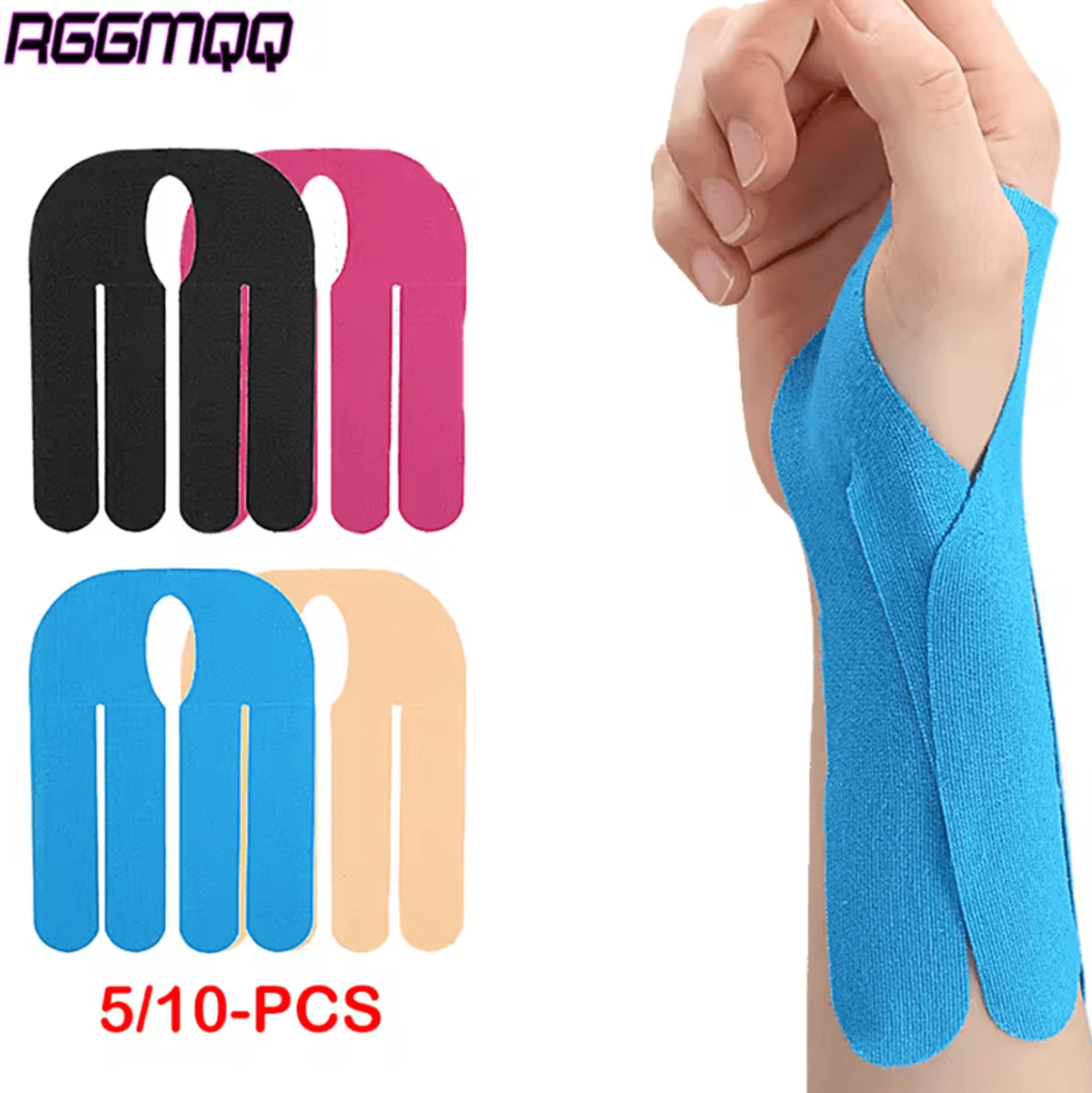 Precut Kinesiology Tape For Wrist And Thumb Waterproof Sports Support 5 Or 10 Pack 0