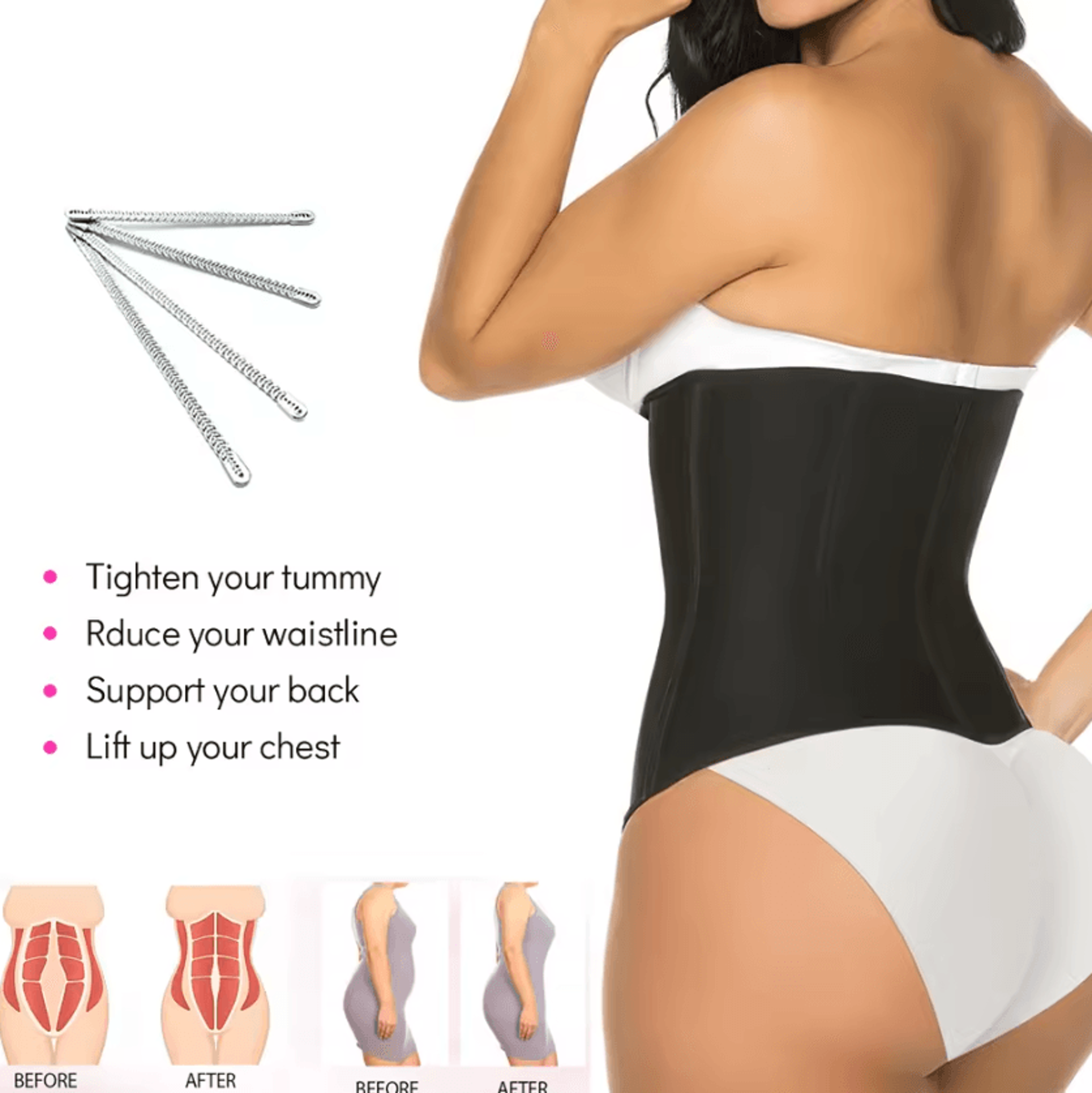 Waist Trainer Corset For Women Underbust Workout Body Shaper With Zipper And Hooks 2