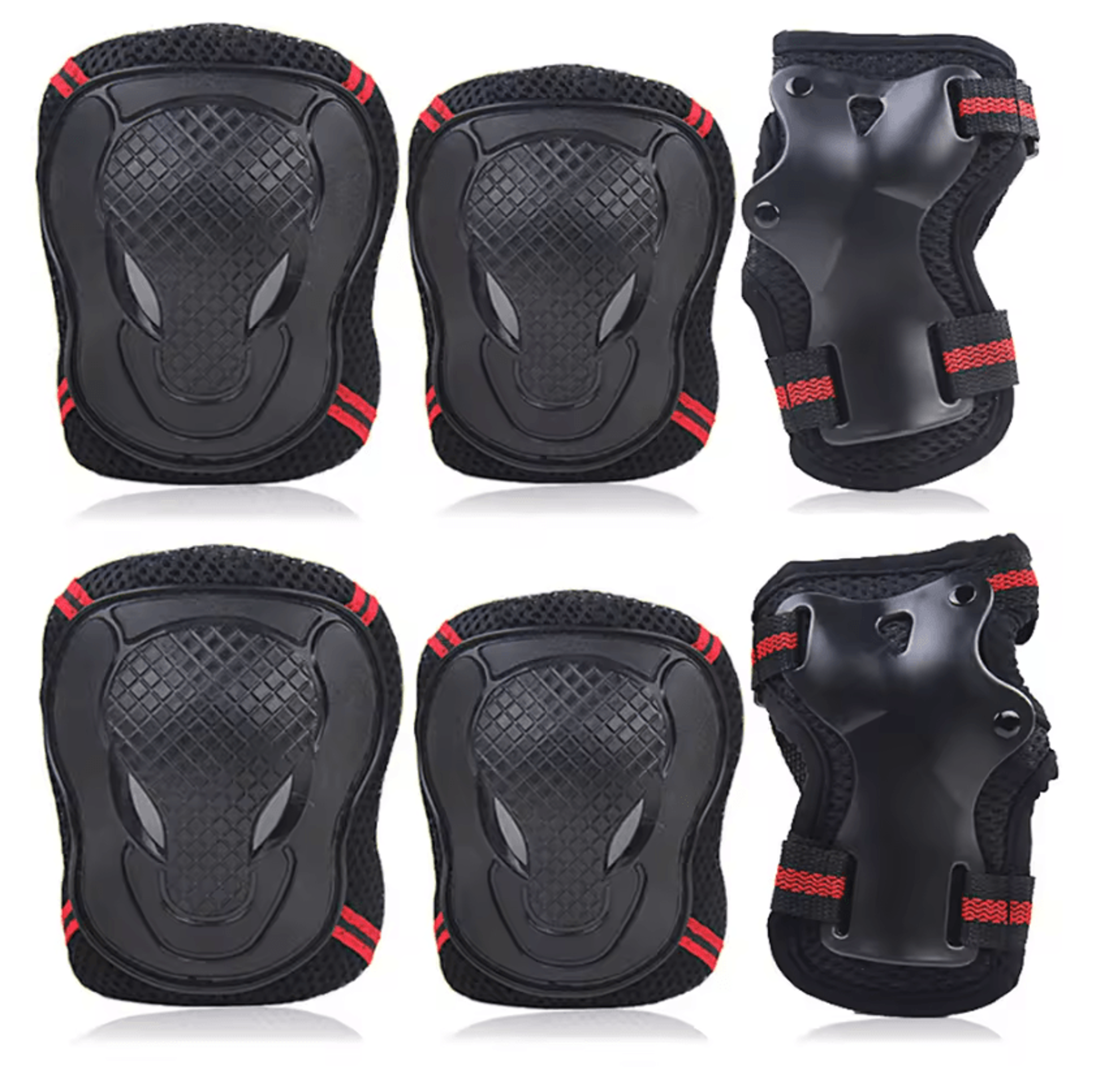 6 Piece Protective Gear Set With Knee Pads Elbow Pads And Wrist Guards For Adults And Youth 6