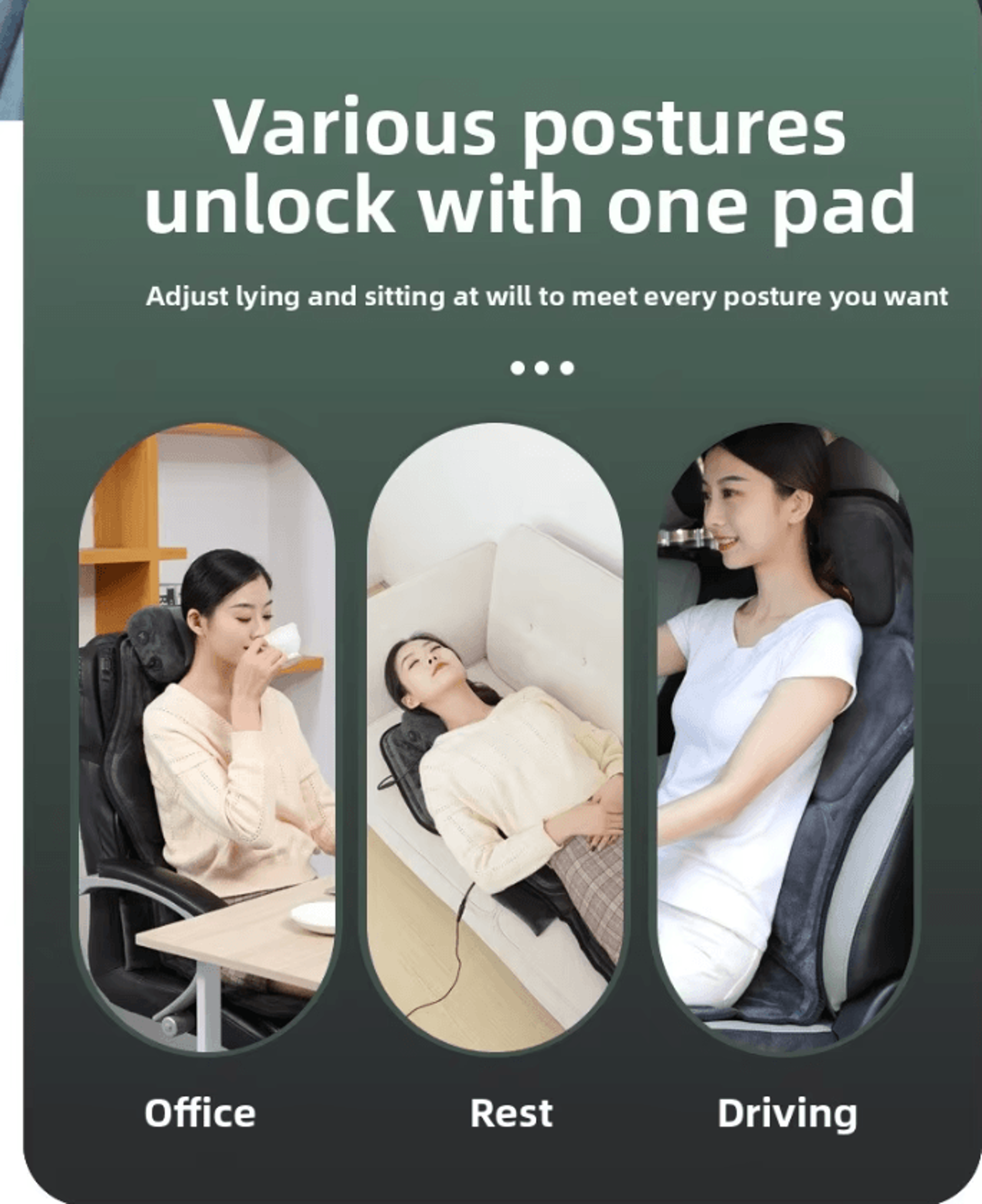 Massage Seat Cushion With Heat And Adjustable Lumbar Airbag For Home And Office 4