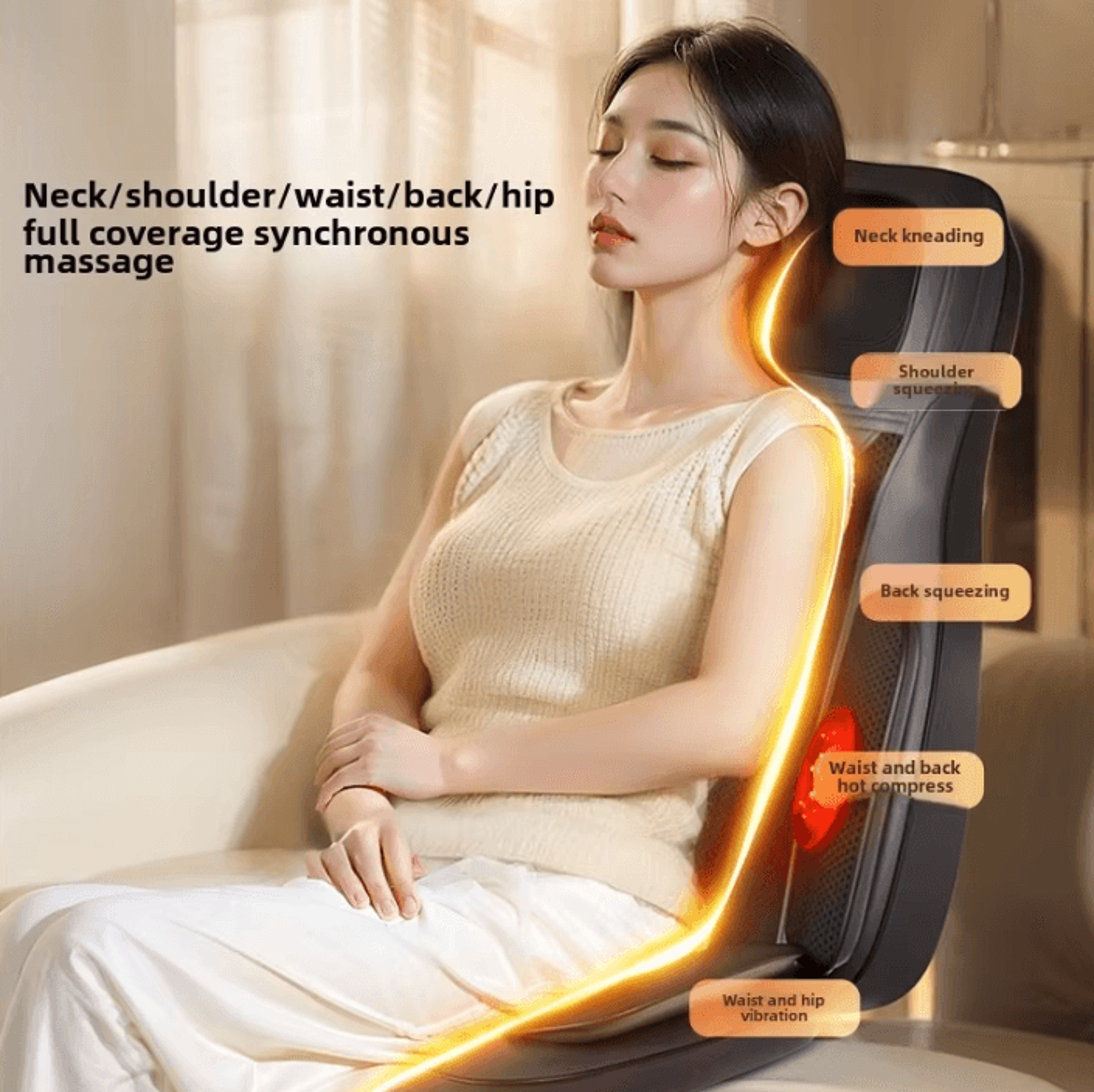 Massage Seat Cushion With Heat Full Body Vibration And Kneading Back Massager 0