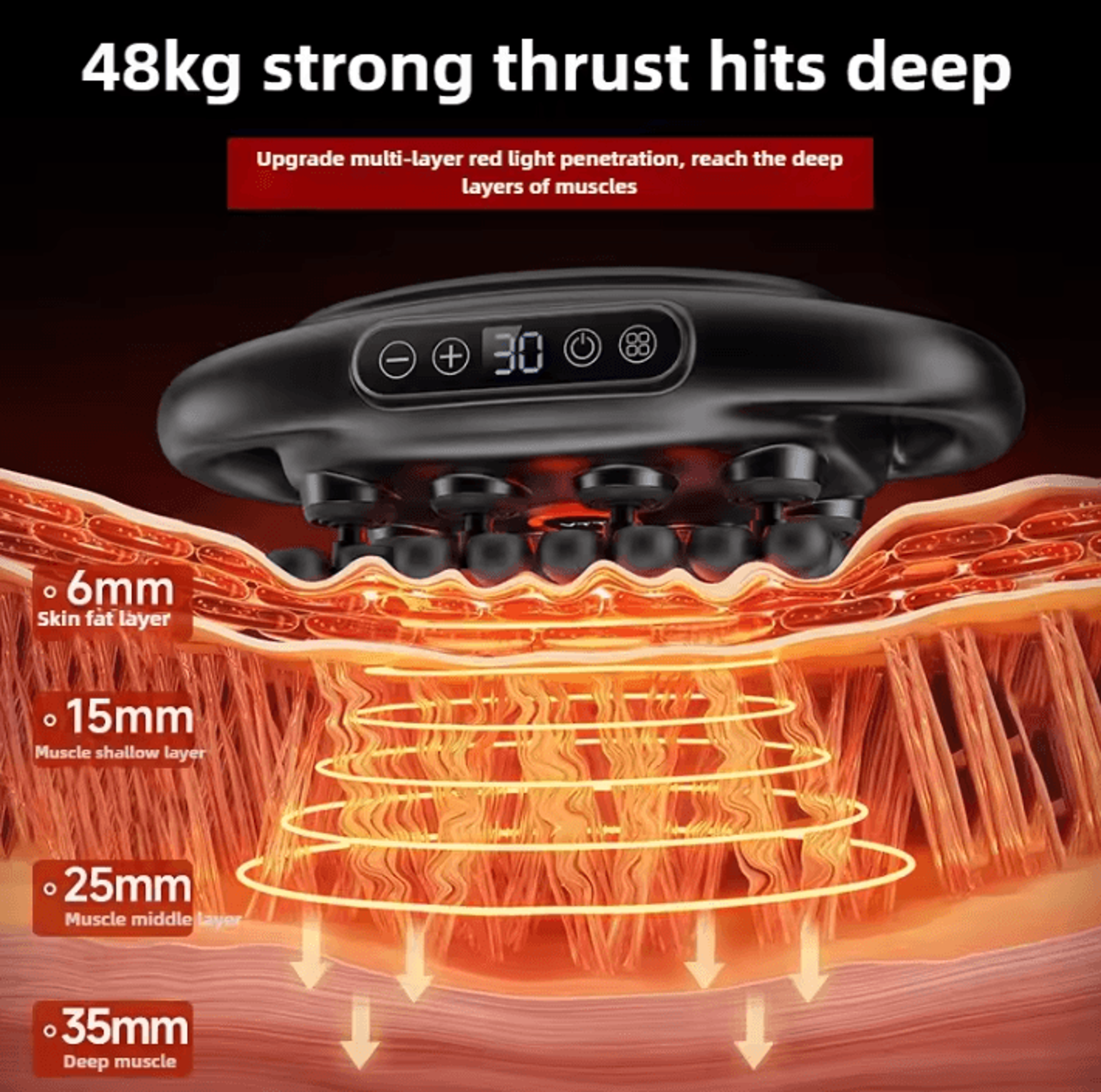 32 Head Deep Tissue Massage Gun With Red Light Therapy  Wireless Percussion Massage Gun For Full Bo 2