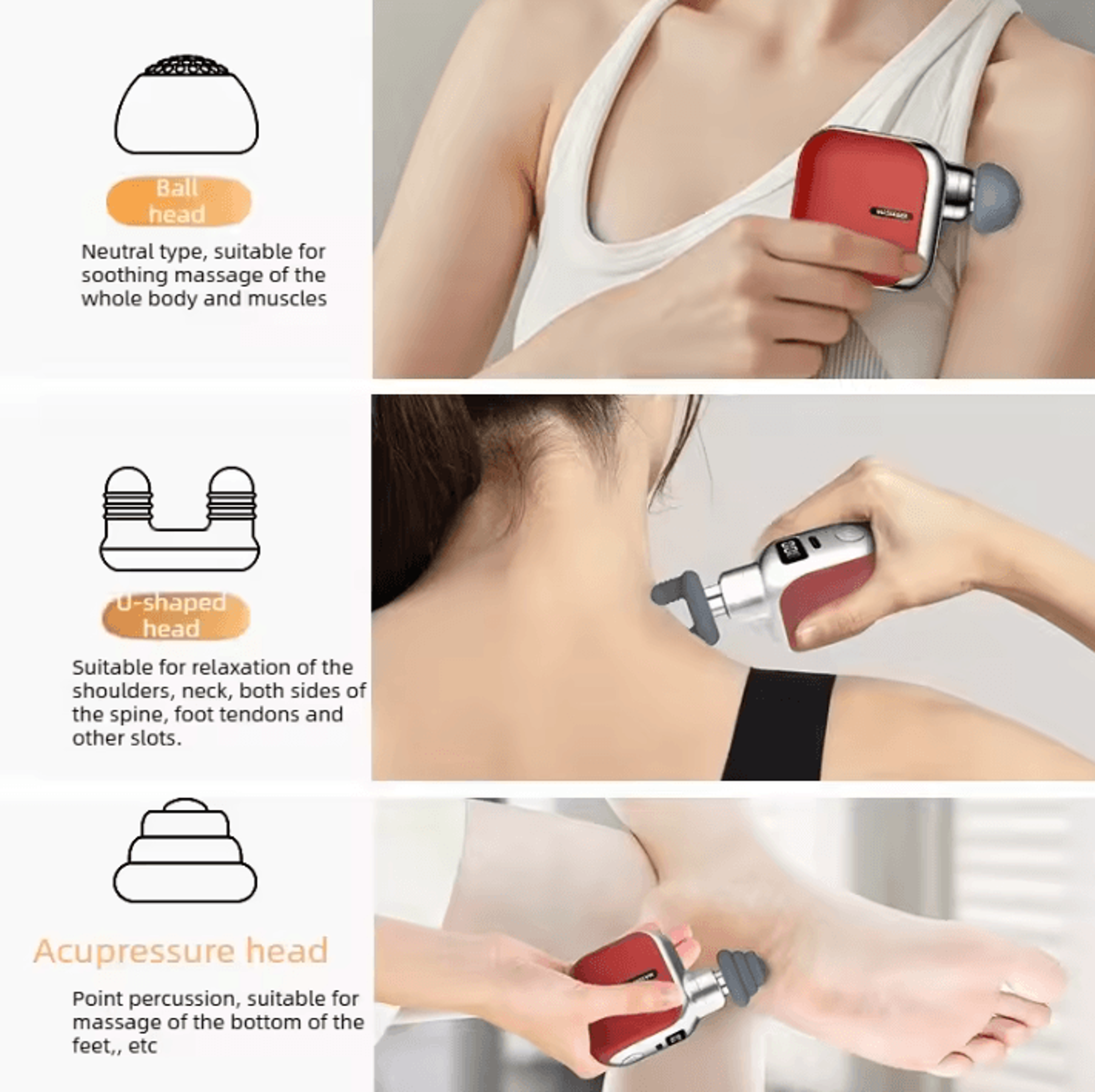 Mini Pocket Fascia Gun With 4 Silicone Heads  Portable Deep Tissue Massage Gun For Quiet Muscle Rec 1