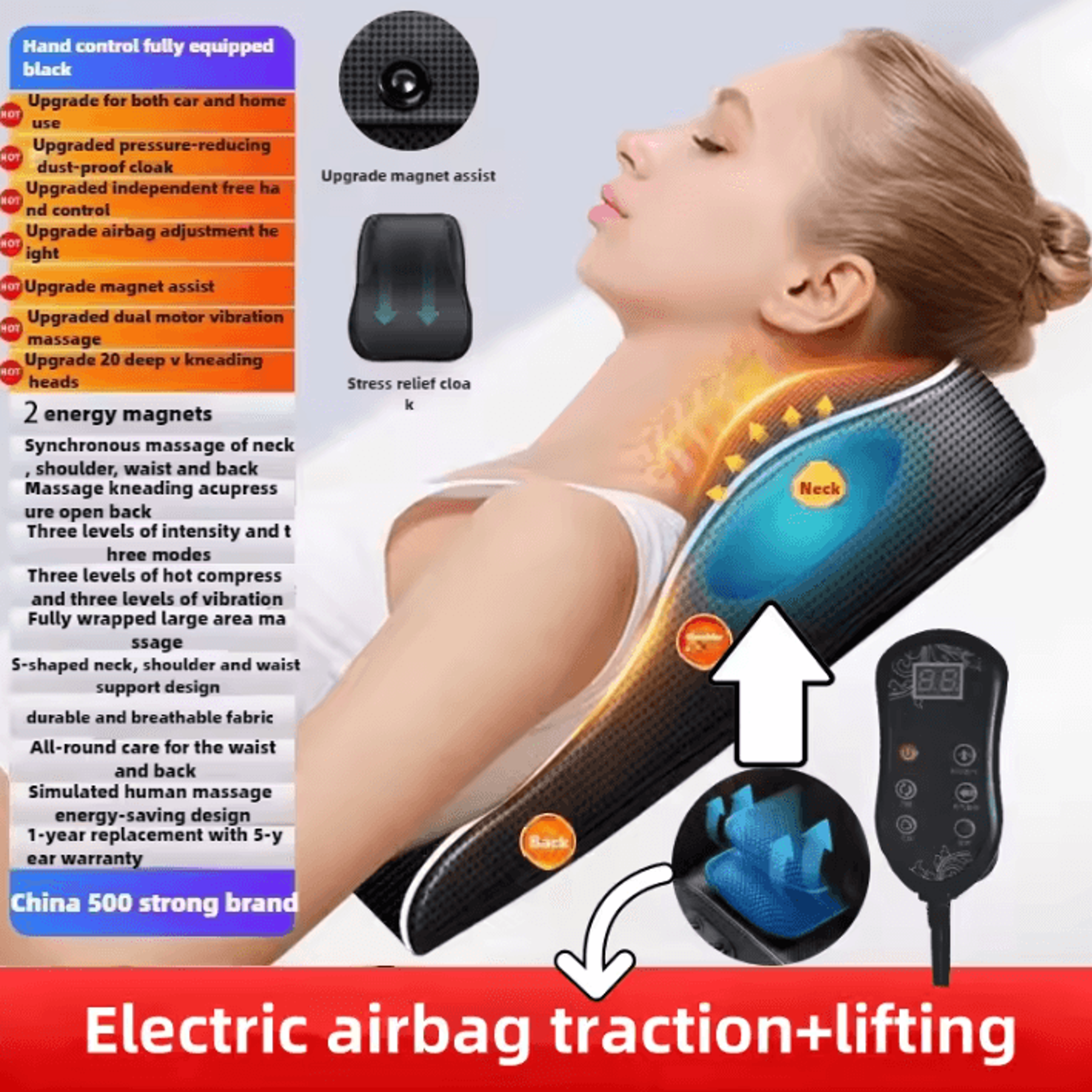 Electric Cervical Massage Pillow With Heat  Shiatsu Neck And Back Massager For Deep Muscle Relief A 0