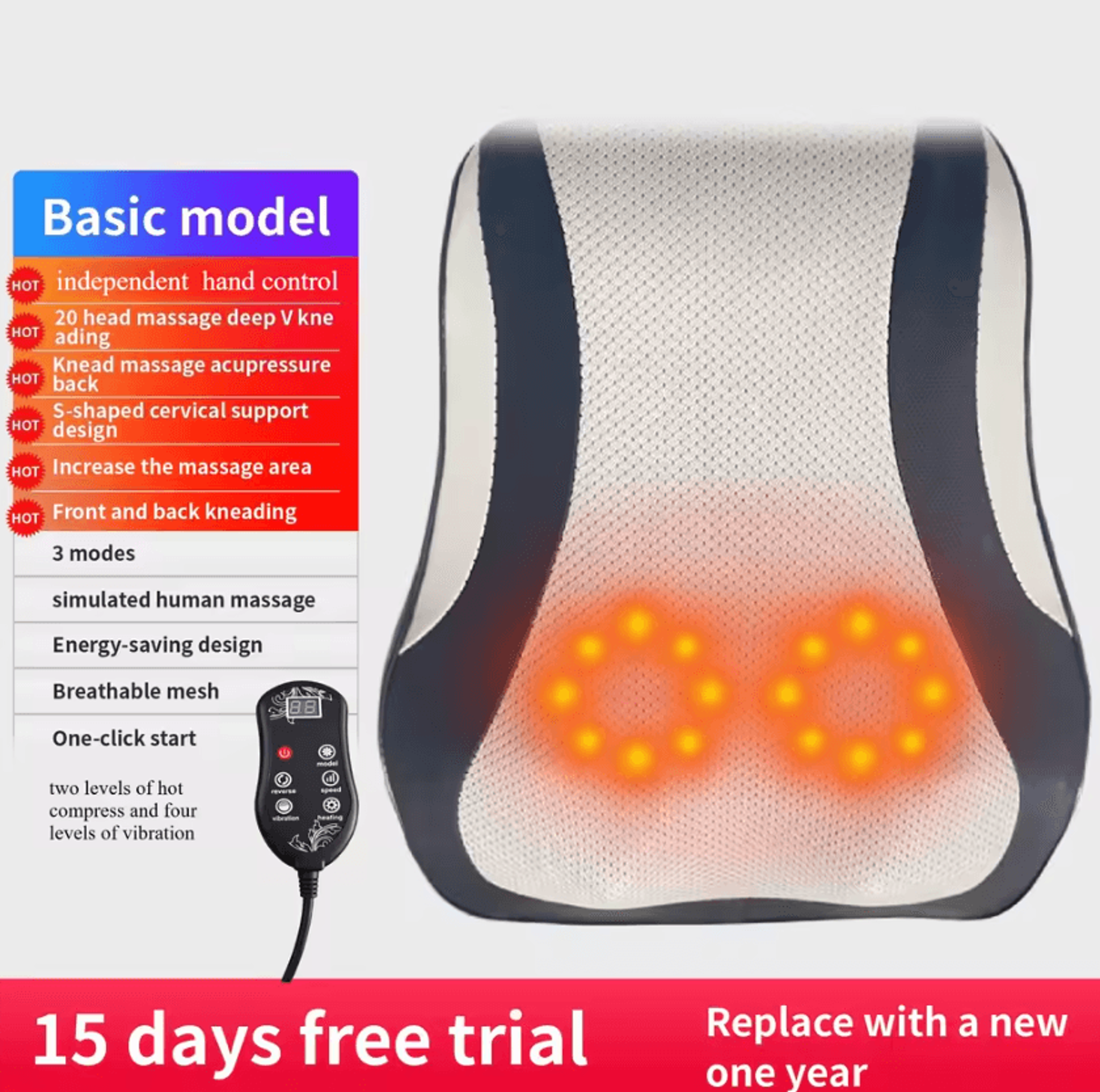 Electric Cervical Massage Pillow With Heat  Shiatsu Neck And Back Massager For Deep Muscle Relief A 6