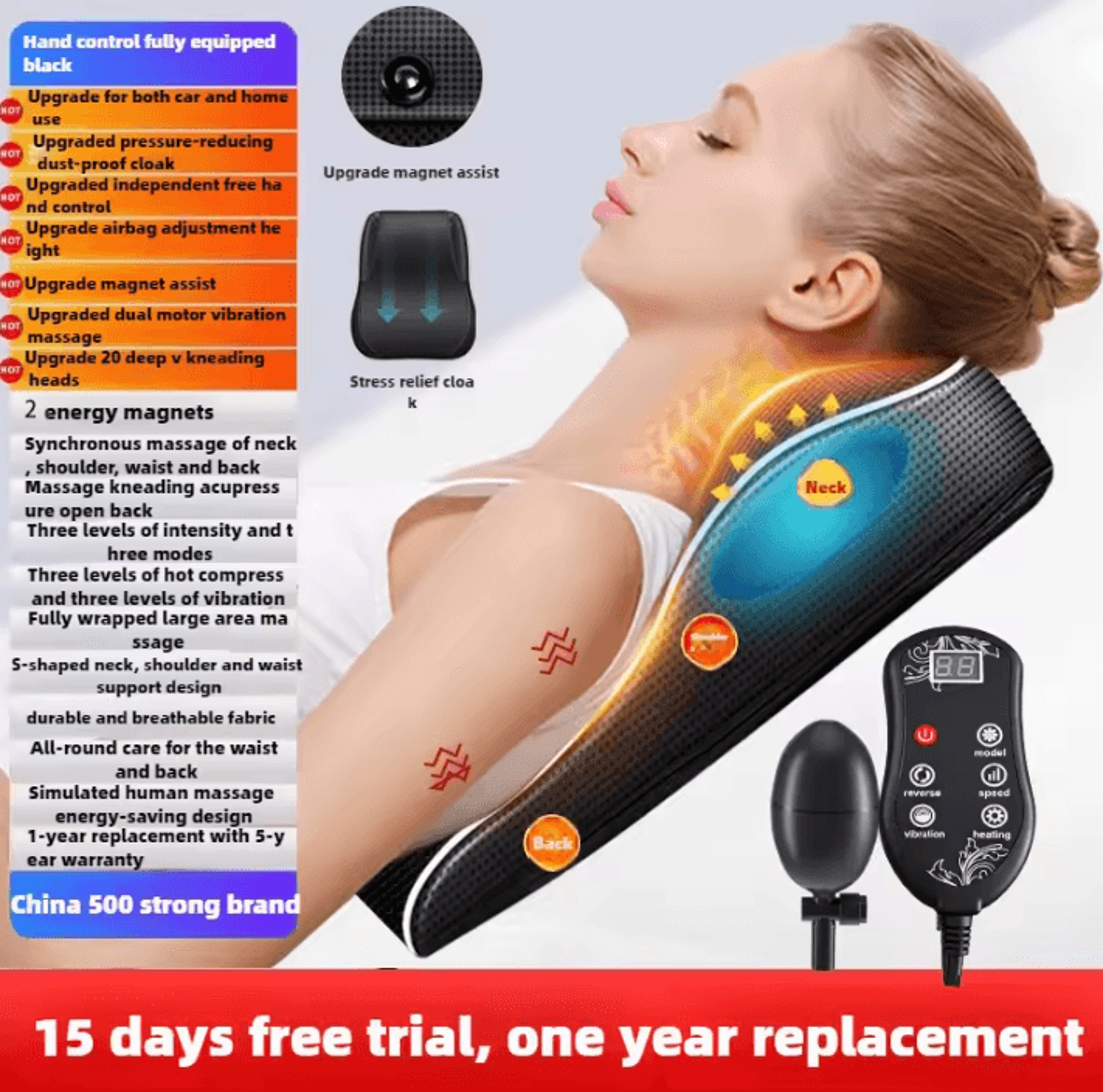 Electric Cervical Massage Pillow With Heat  Shiatsu Neck And Back Massager For Deep Muscle Relief A 8