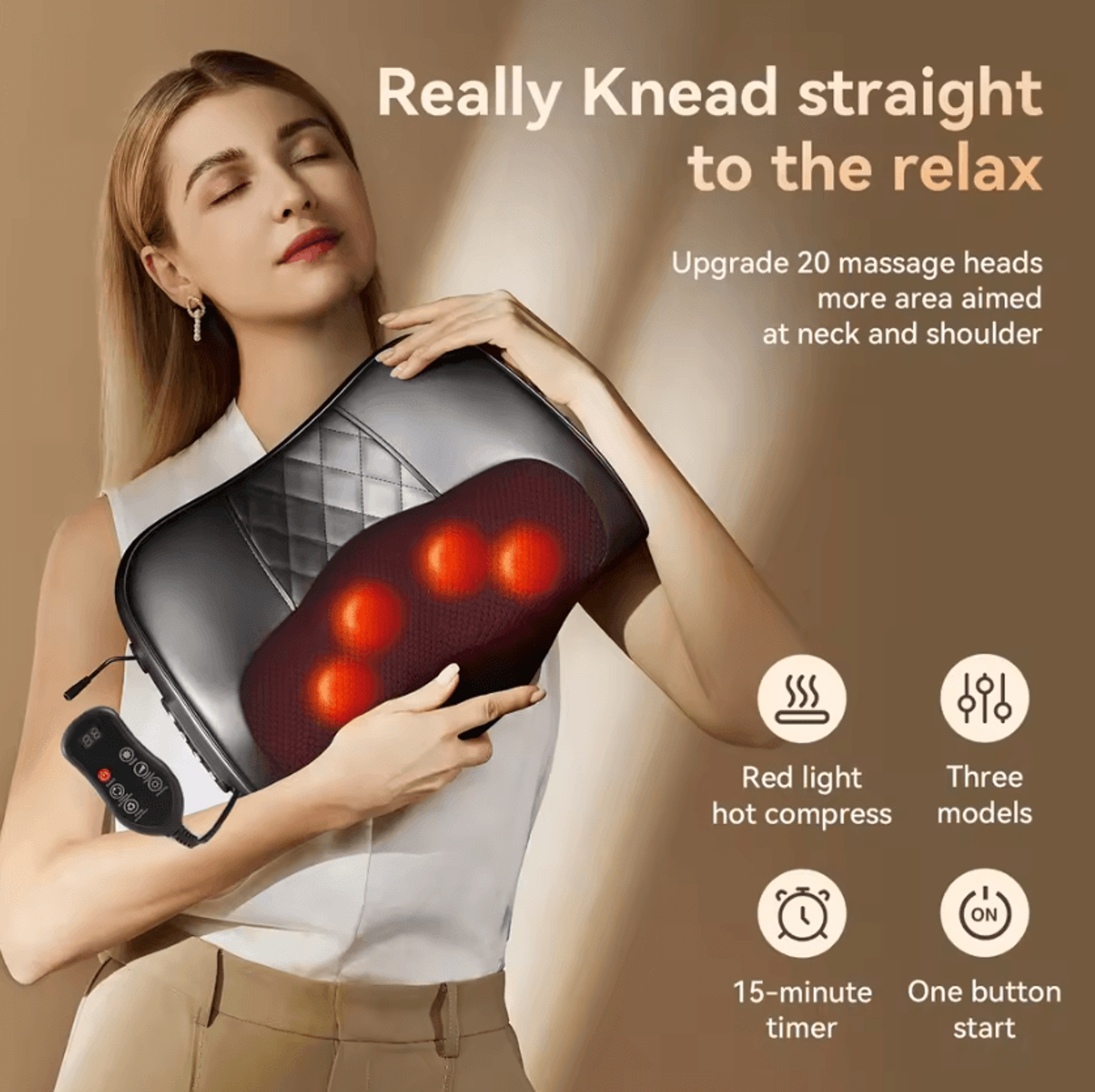 Factory Neck Massage Pillow With Heat  Shiatsu Cervical Massager For Neck Shoulders Back  Waist Rel 0