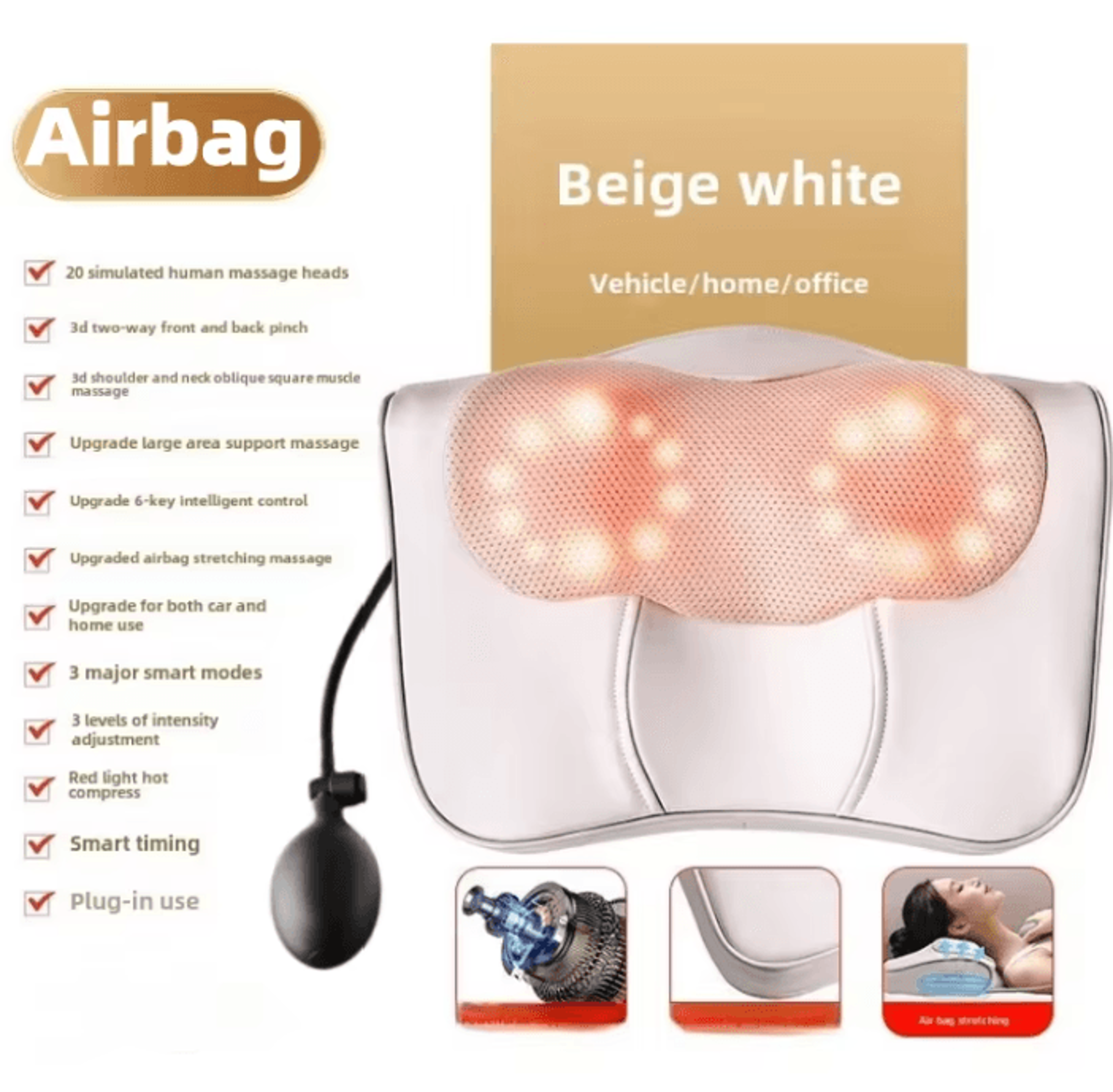 Factory Neck Massage Pillow With Heat  Shiatsu Cervical Massager For Neck Shoulders Back  Waist Rel 9