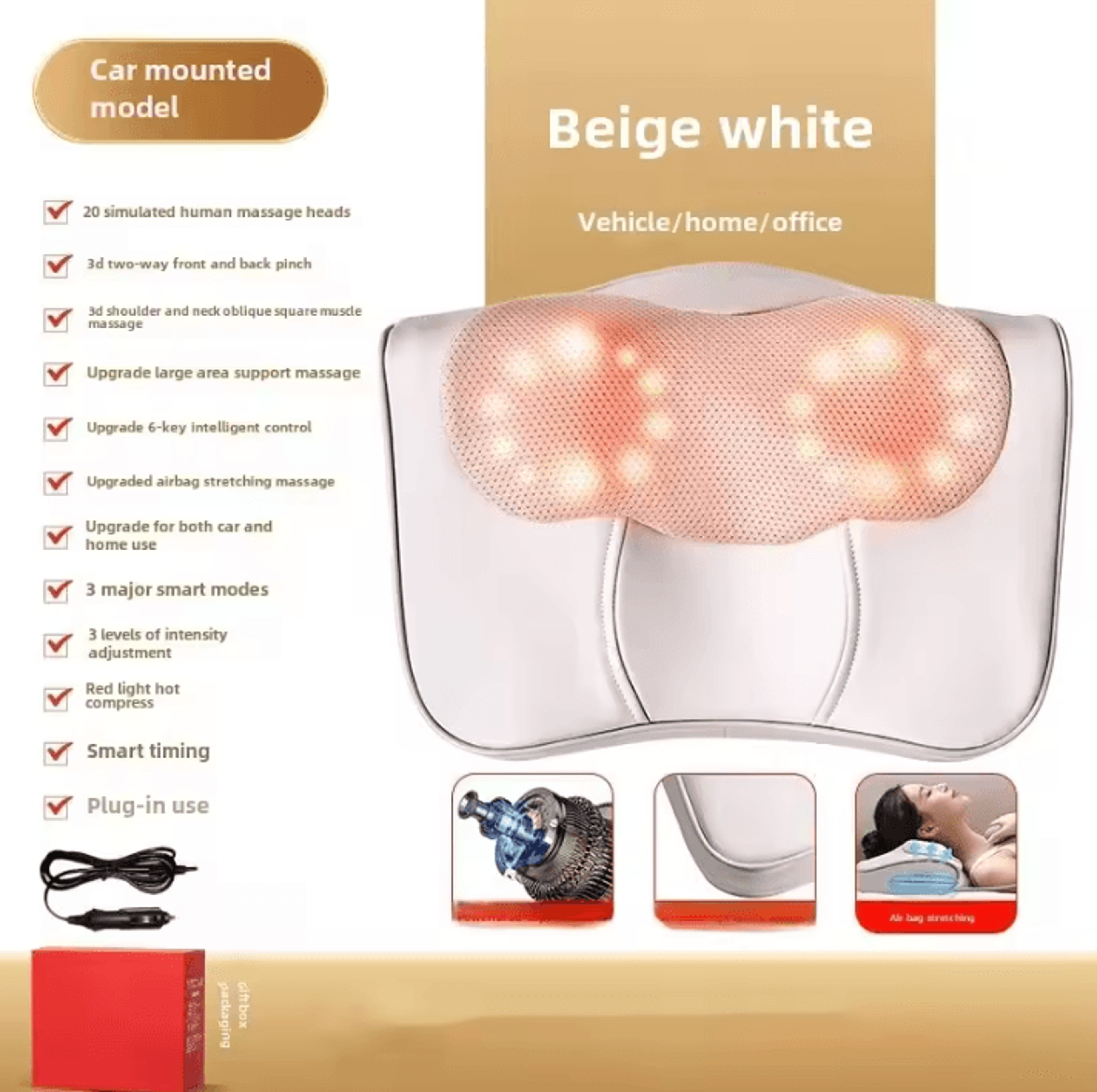 Factory Neck Massage Pillow With Heat  Shiatsu Cervical Massager For Neck Shoulders Back  Waist Rel 10