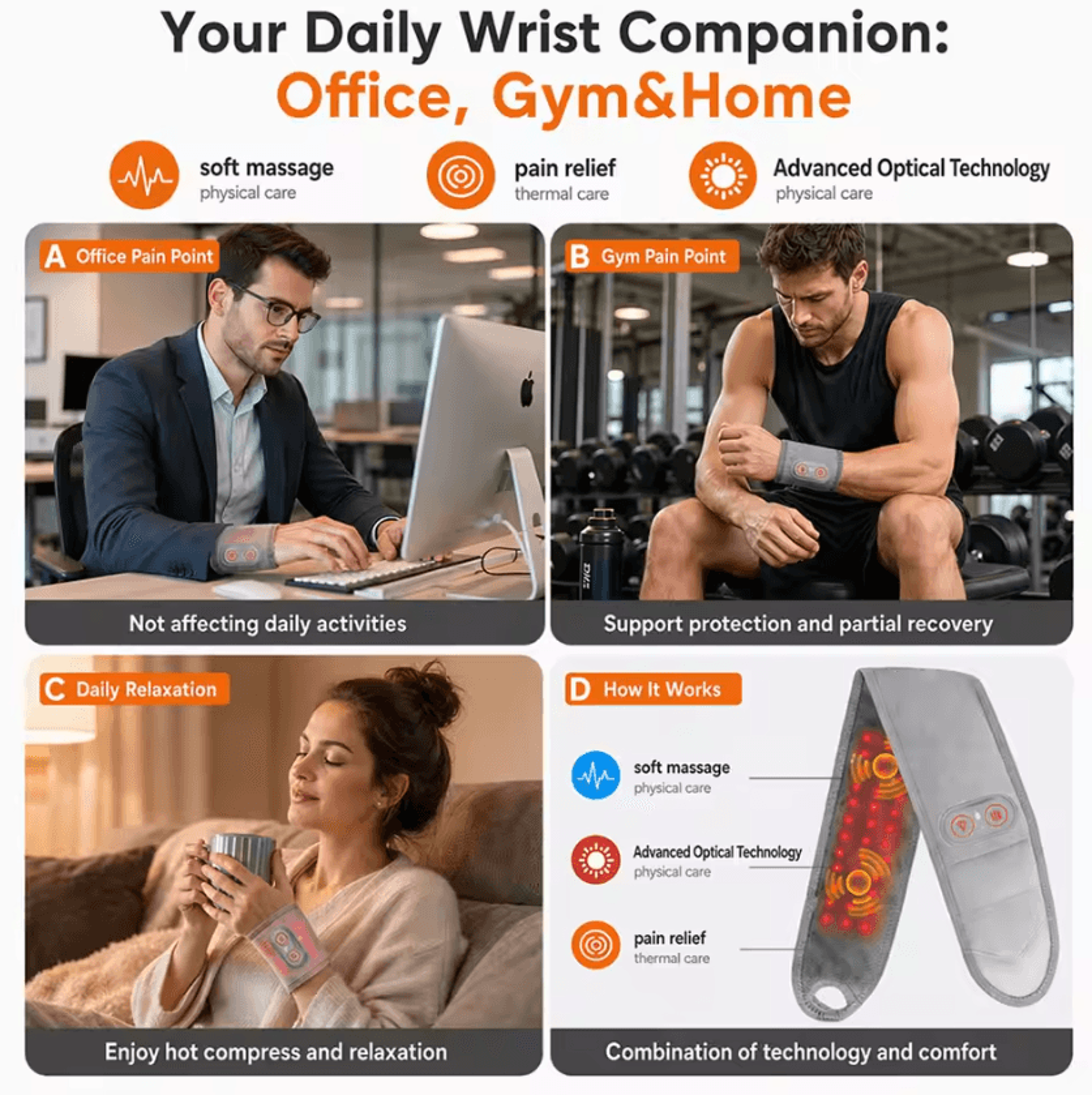 Electric Red Light Therapy Wrist Wrap  Wearable Infrared Wrist Brace With Heat 660nm  850nm Light T 4