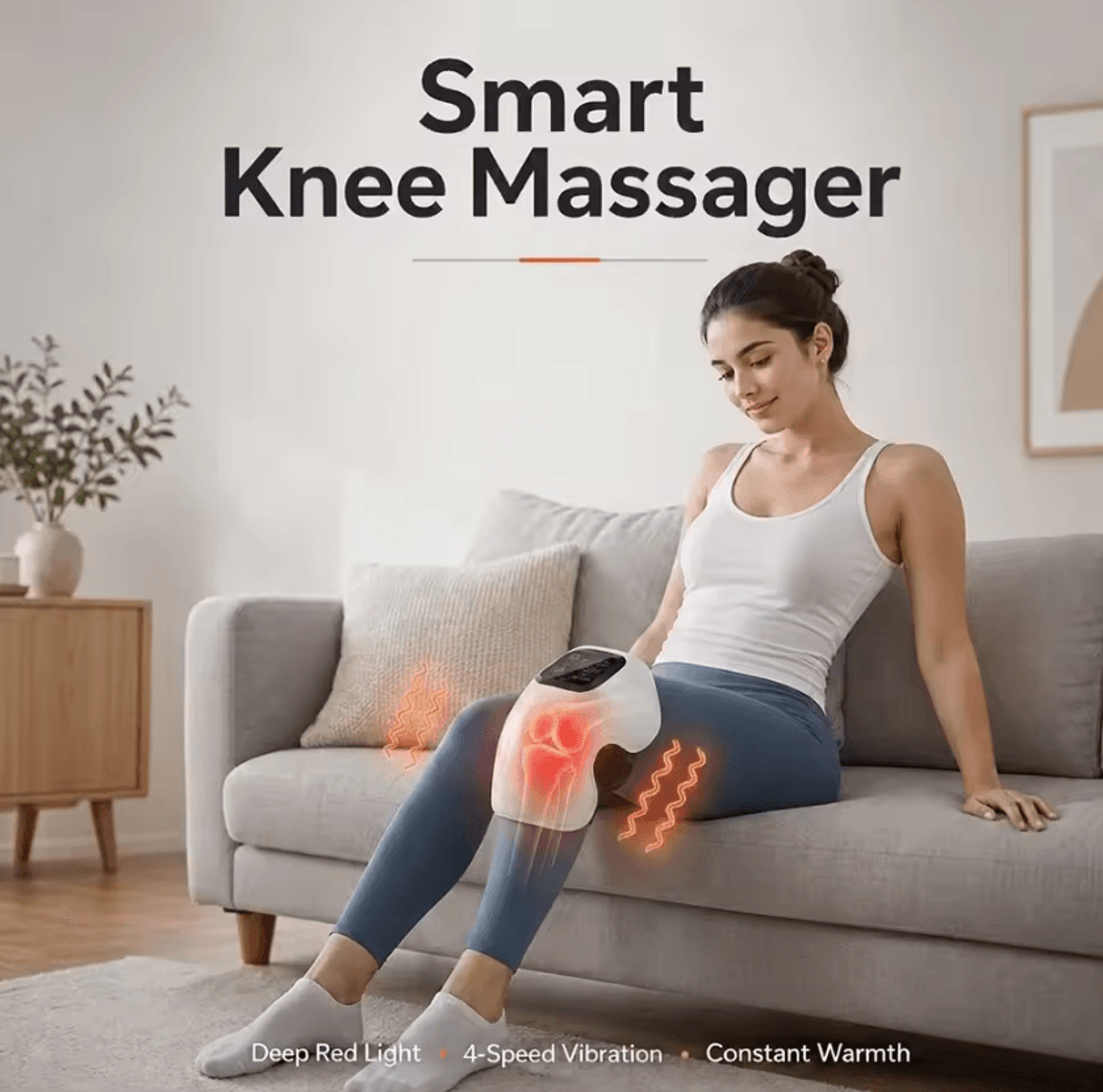 Cordless Heated Knee Massager  Rechargeable Knee Support Wrap With Vibration  4 Heat Levels 0