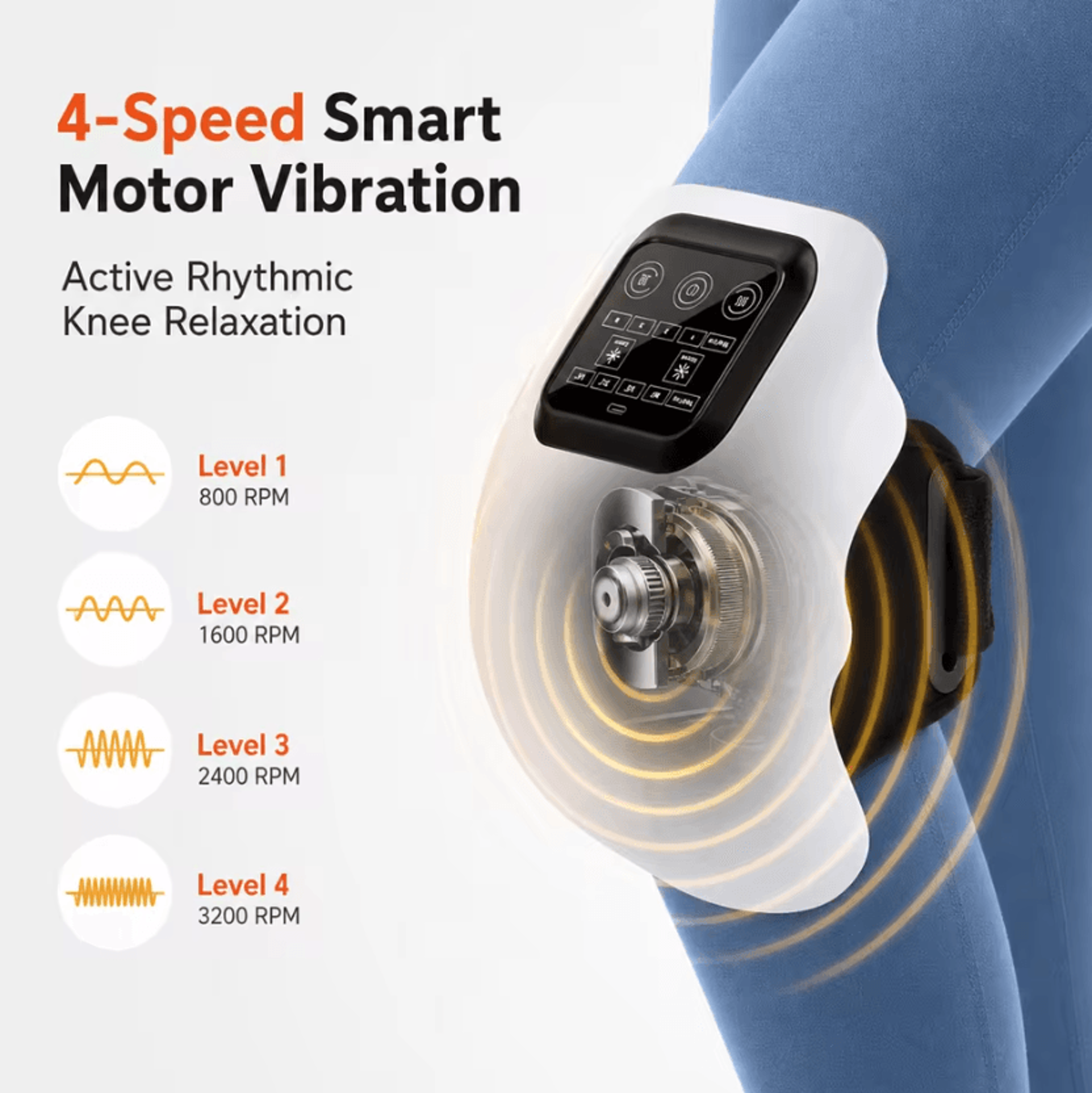 Cordless Heated Knee Massager  Rechargeable Knee Support Wrap With Vibration  4 Heat Levels 2