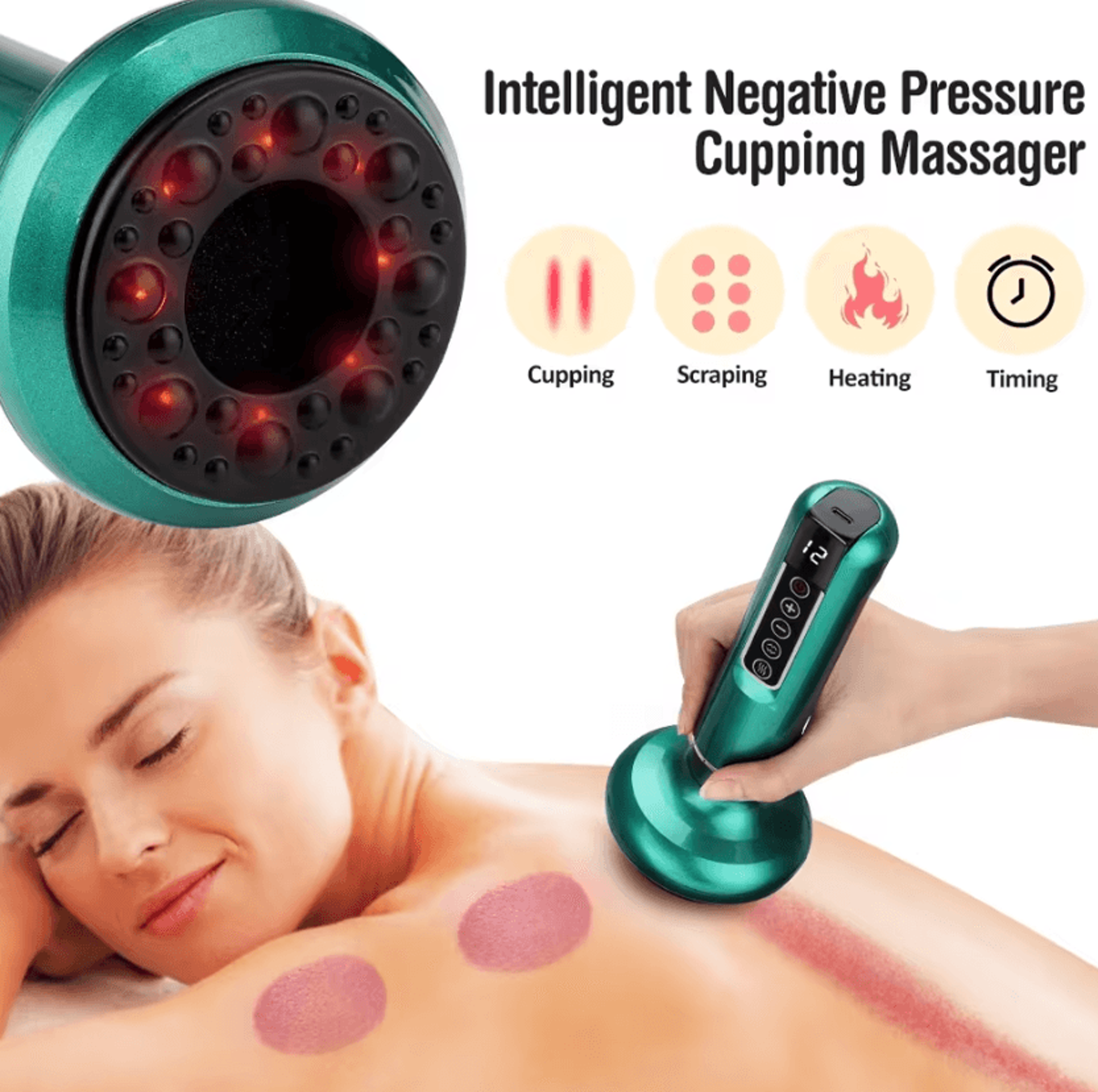 Electric Cupping Back Massager  Heated Vacuum Massage Cup With Vibration For Back  Body Relaxation 1