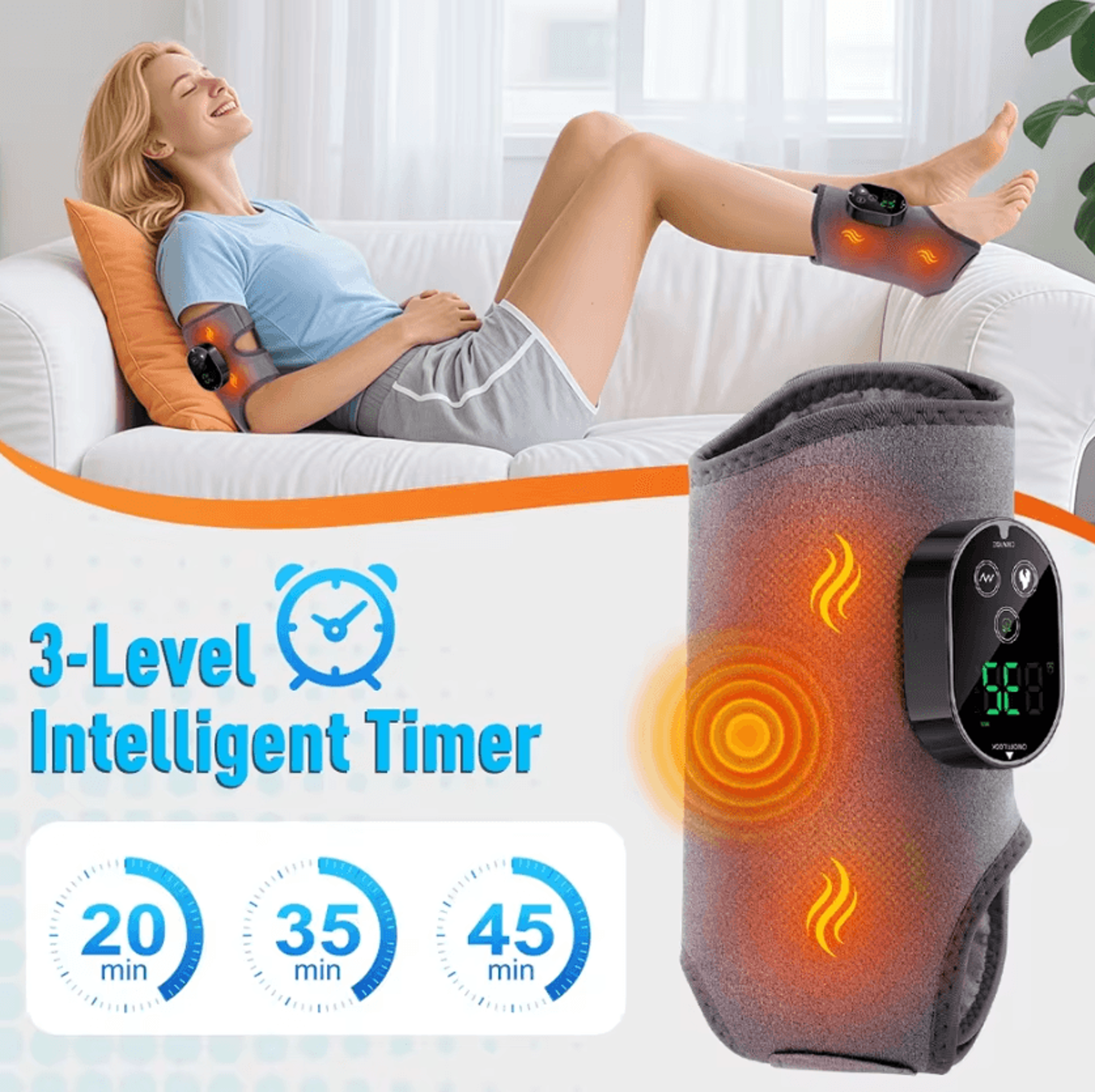 Cordless Heated Ankle Massager  Rechargeable Ankle Massage Wrap With Vibration  3 Speed Levels 3