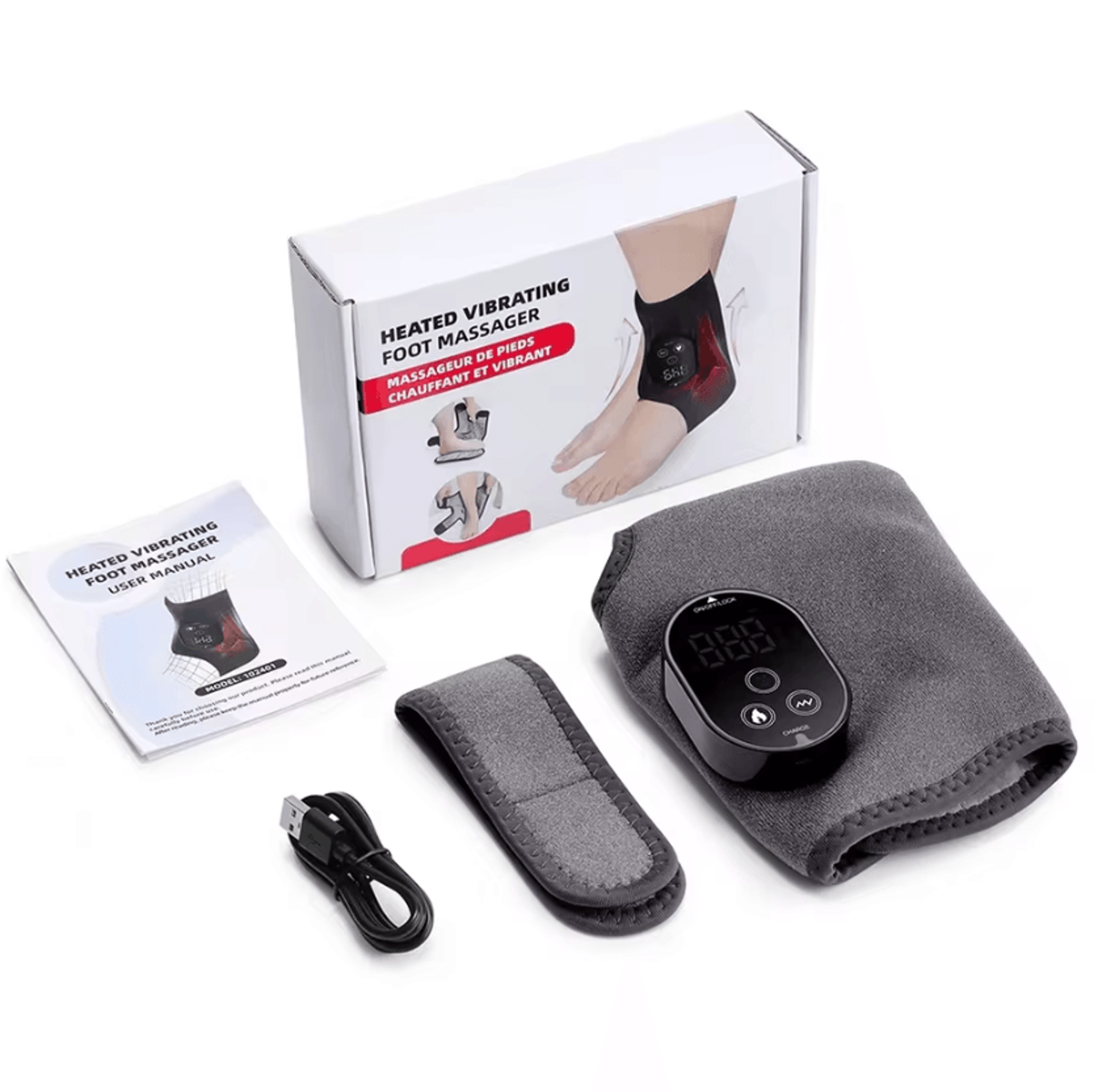 Cordless Heated Ankle Massager  Rechargeable Ankle Massage Wrap With Vibration  3 Speed Levels 5