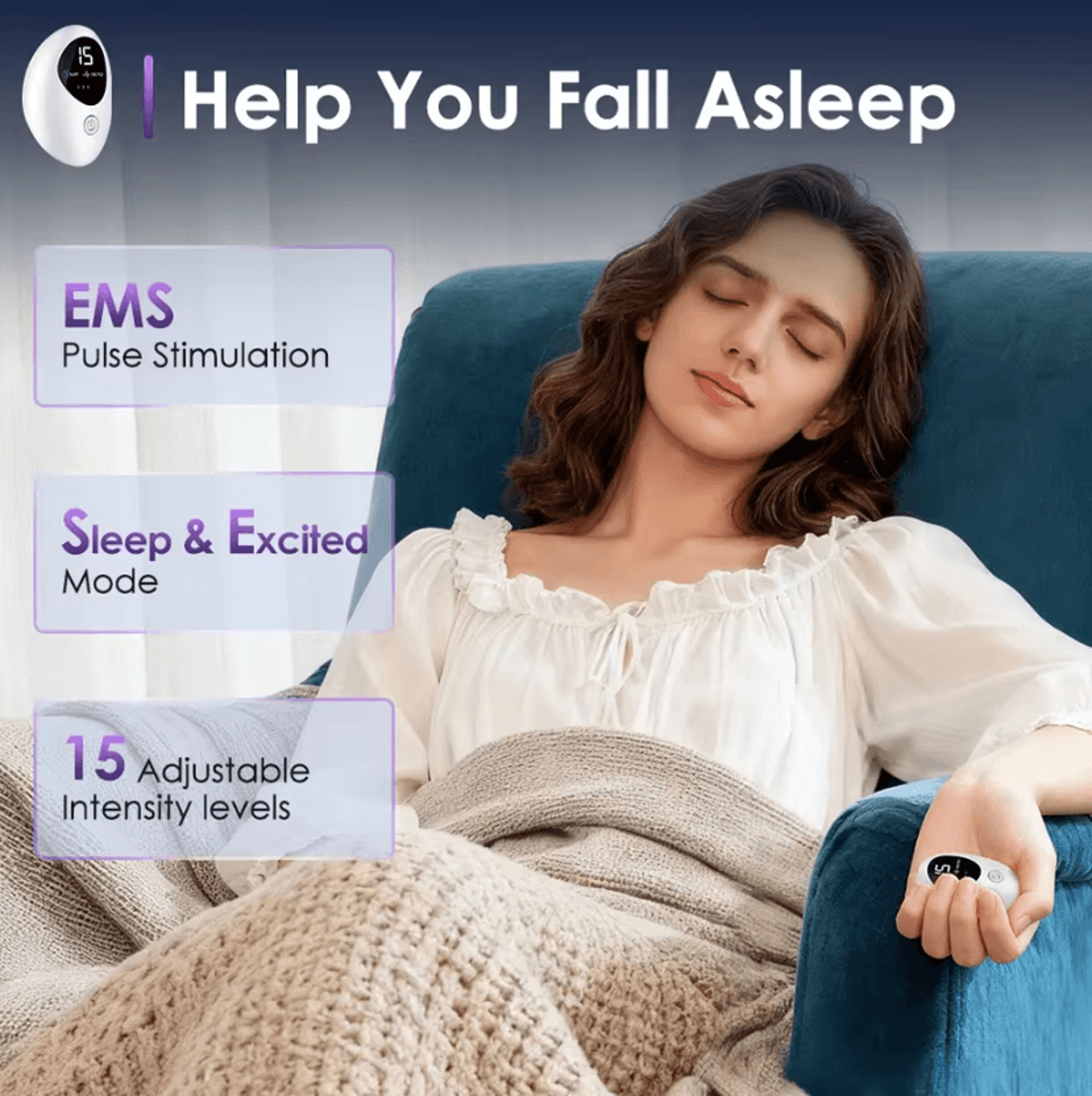 Microcurrent EMS Sleep Aid Device  Portable Palm Pulse Massager For Relaxation  Evening Wellness 1