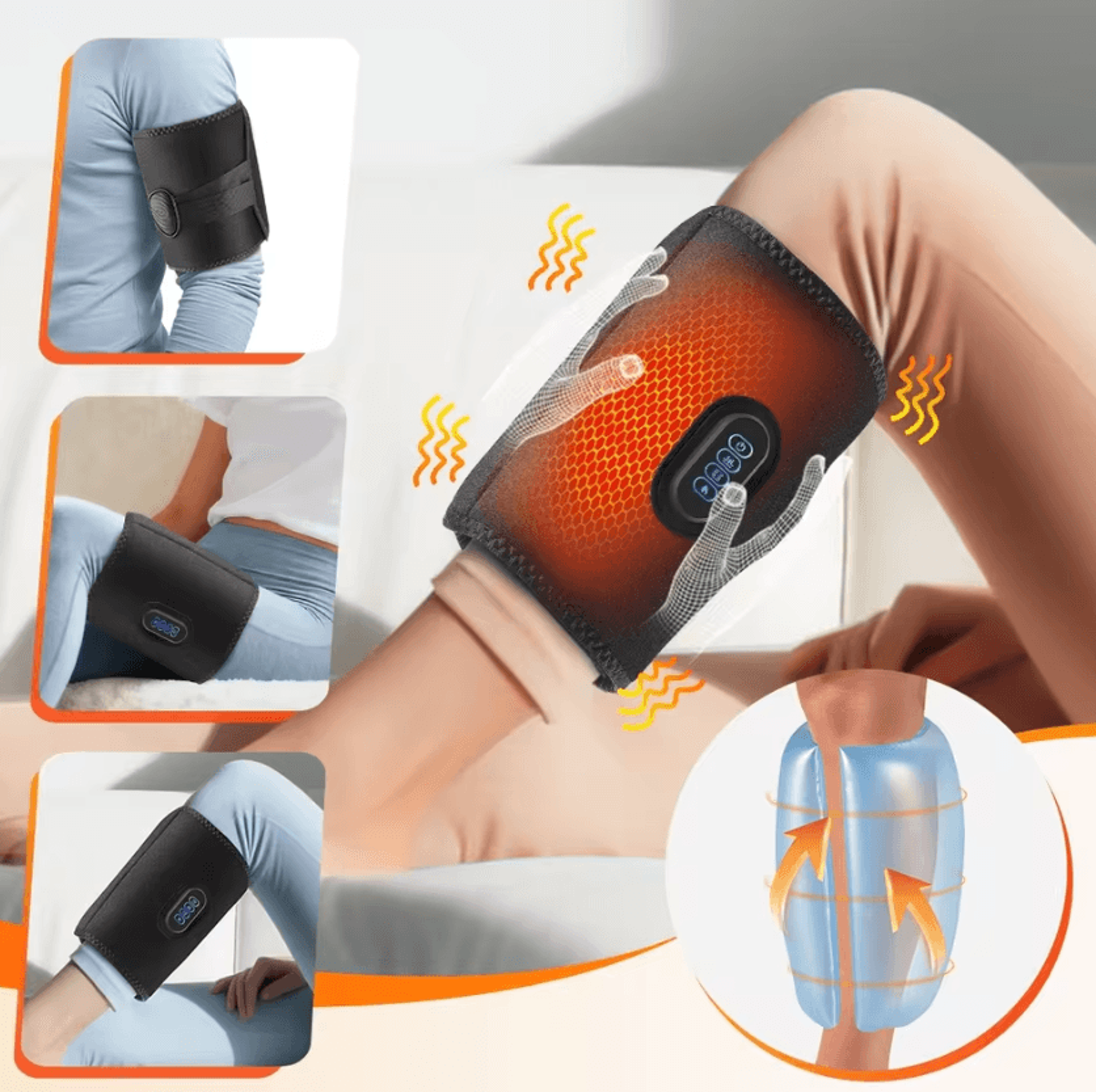 Wireless Air Compression Calf Massager  Rechargeable Heated Leg Massager With 3 Heat 3 Vibration  3 0