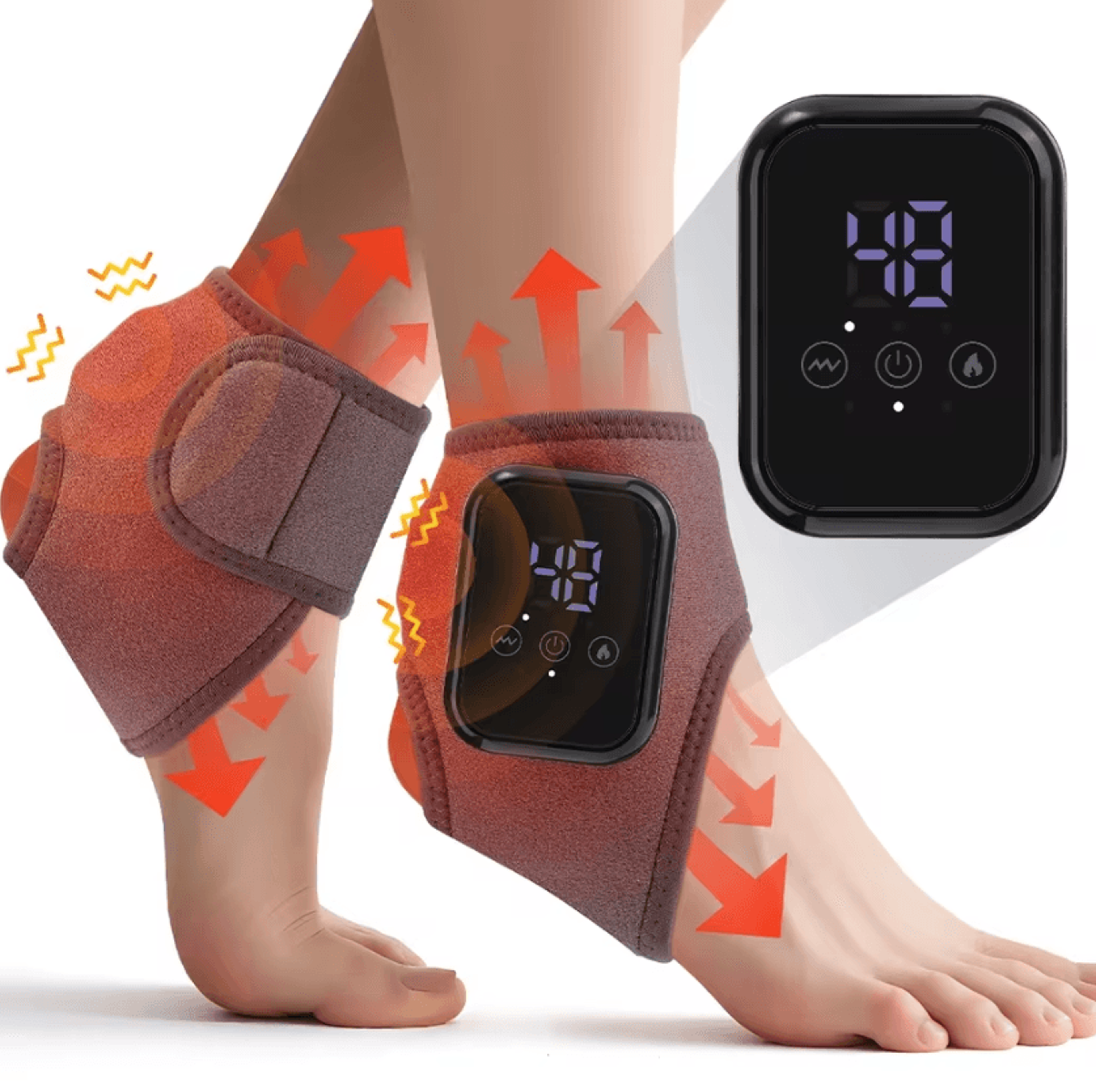 Cordless Heated Ankle Massager  Vibration Foot Wrap With 3 Heat Levels  Rechargeable Support Sleeve 0