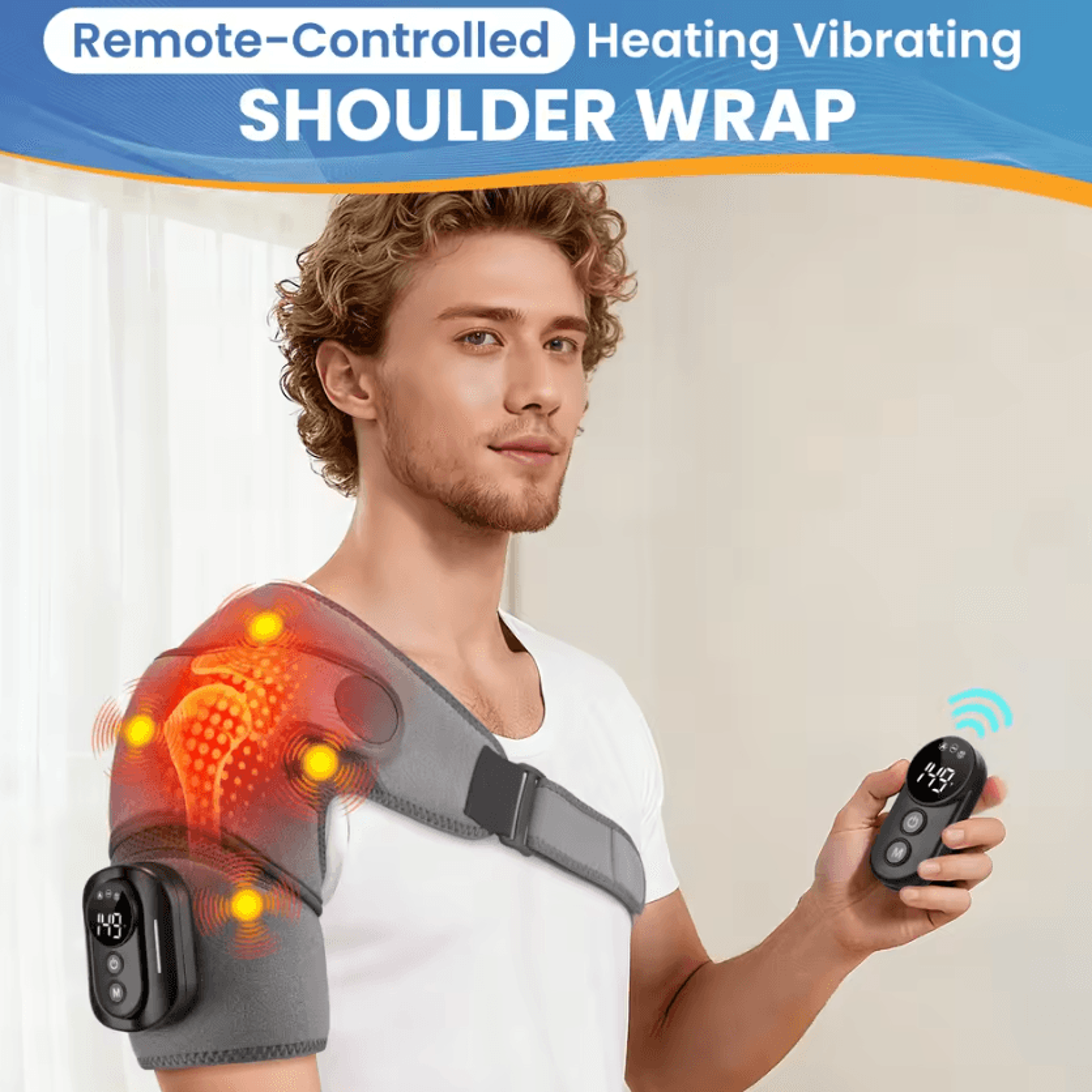 Cordless Heated Shoulder Wrap Massager  Rechargeable Shoulder Heating Pad With 5 Heat Levels  Vibra 2